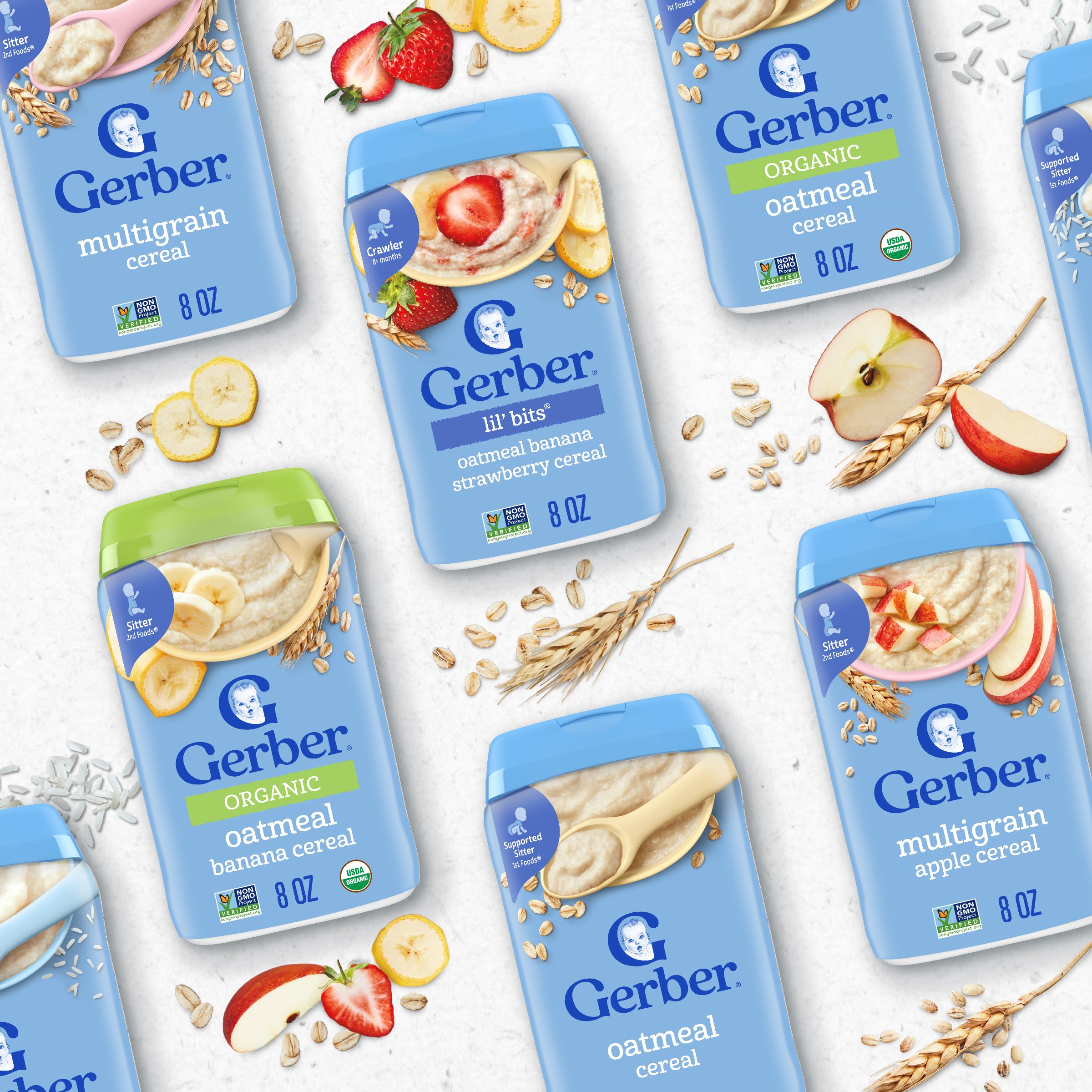 Gerber Baby Cereal 1st Foods Rice Cereal for Infants - 8 Ounce Pack of 6 | Organic Baby Food for 4+ Months | Perfect for First Solid Foods & Weaning | Easy to Digest Infant Cereal for Breakfast or Snack Time