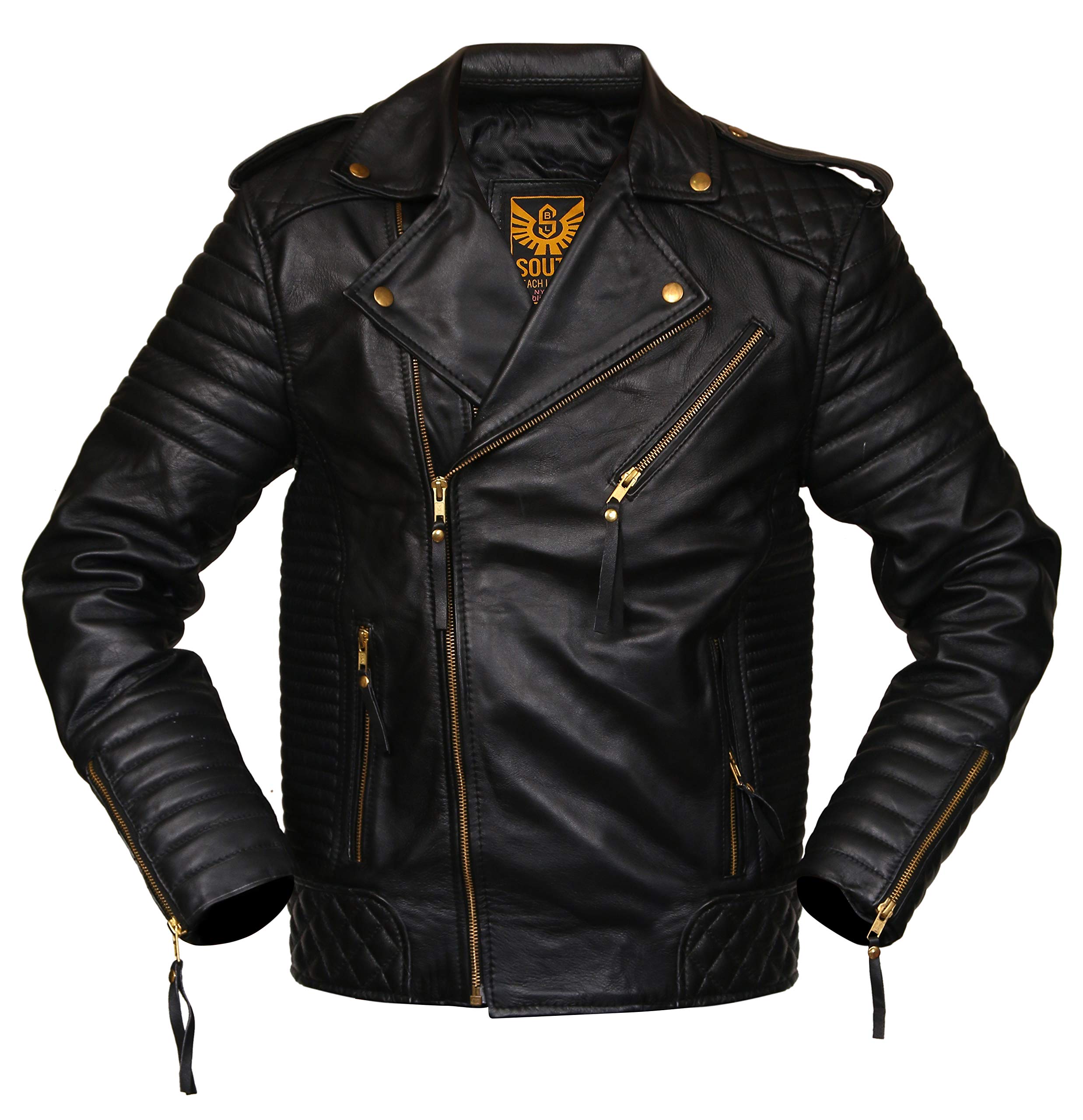 Men's Genuine Lambskin Leather Motorcycle Jacket - Quilted Padded Biker Style for Riding & Casual Wear | Premium Designer Outerwear for Men