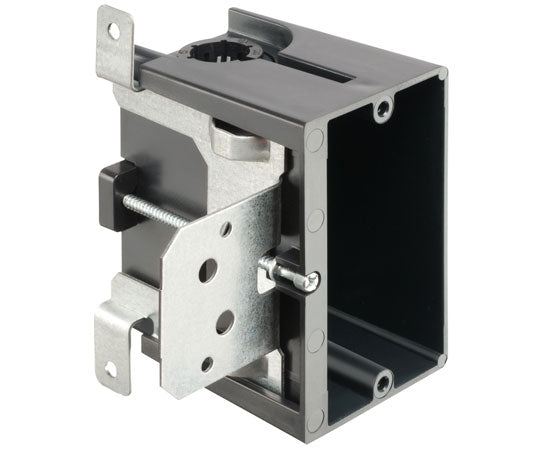 Adjustable Single Gang Outlet Box - Low Profile for New Construction - Indoor/Outdoor Use for Home & Office Wiring