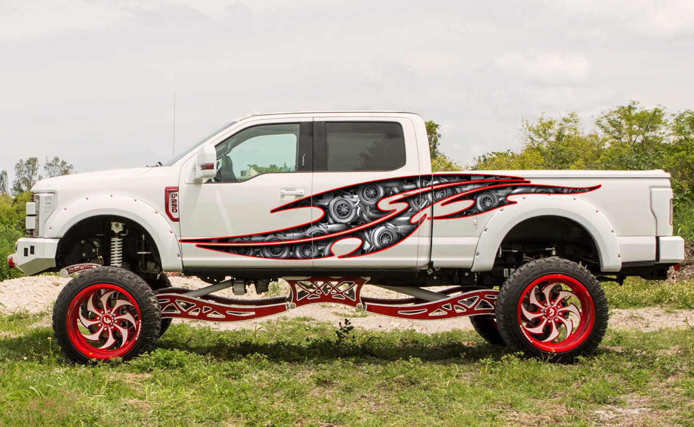 3D Ripped Metal Tribal Tattoo Car Vinyl Wrap Decal - Street Legal 22x70 Inches - Turbocharged & Turbine Graphics for Cars, Trucks & SUVs - Perfect for Custom Vehicle Wraps, Racing Stickers & Automotive Decoration
