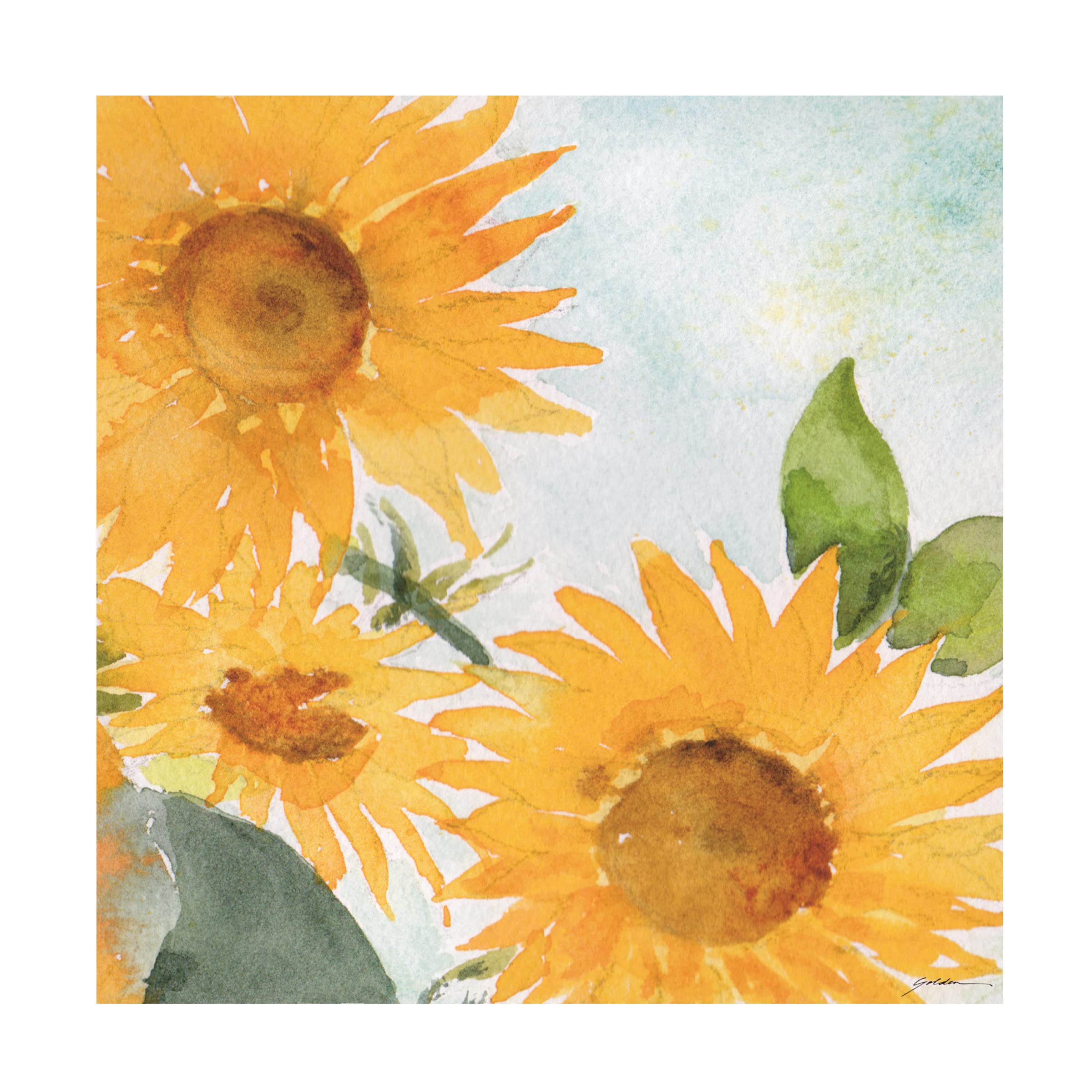 Sunflowers Against The Sky Canvas Wall Art by Sheila Golden - Handmade Floral Painting for Living Room, Bedroom & Office Decor