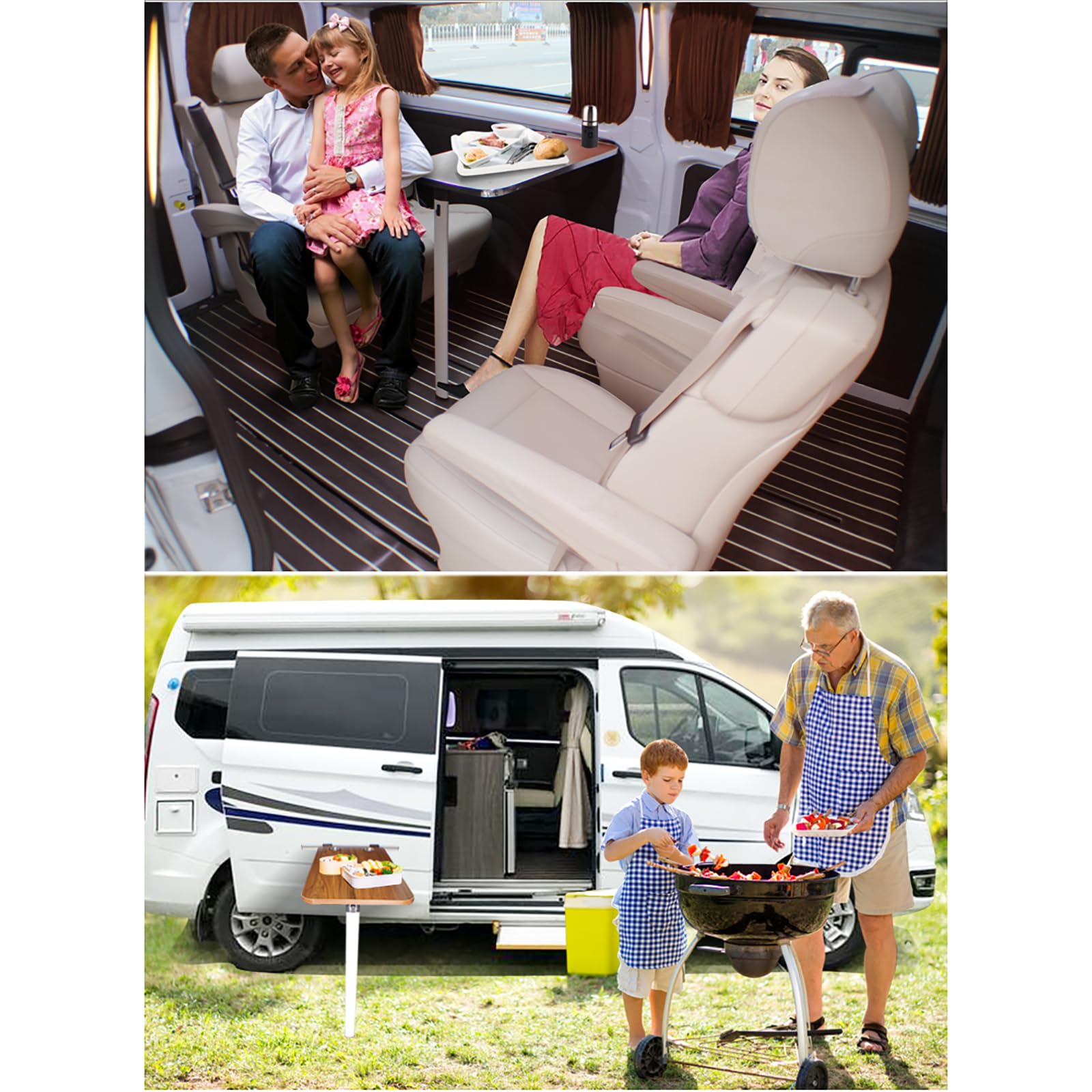 RV Folding Wall Table - Lightweight Aluminum Foldable Picnic Table with Steel Pipe Bracket & Eco-Friendly Desktop | Removable Camping Table with Sink Cup Holder | Perfect for Campervans, Trailers & Outdoor Adventures