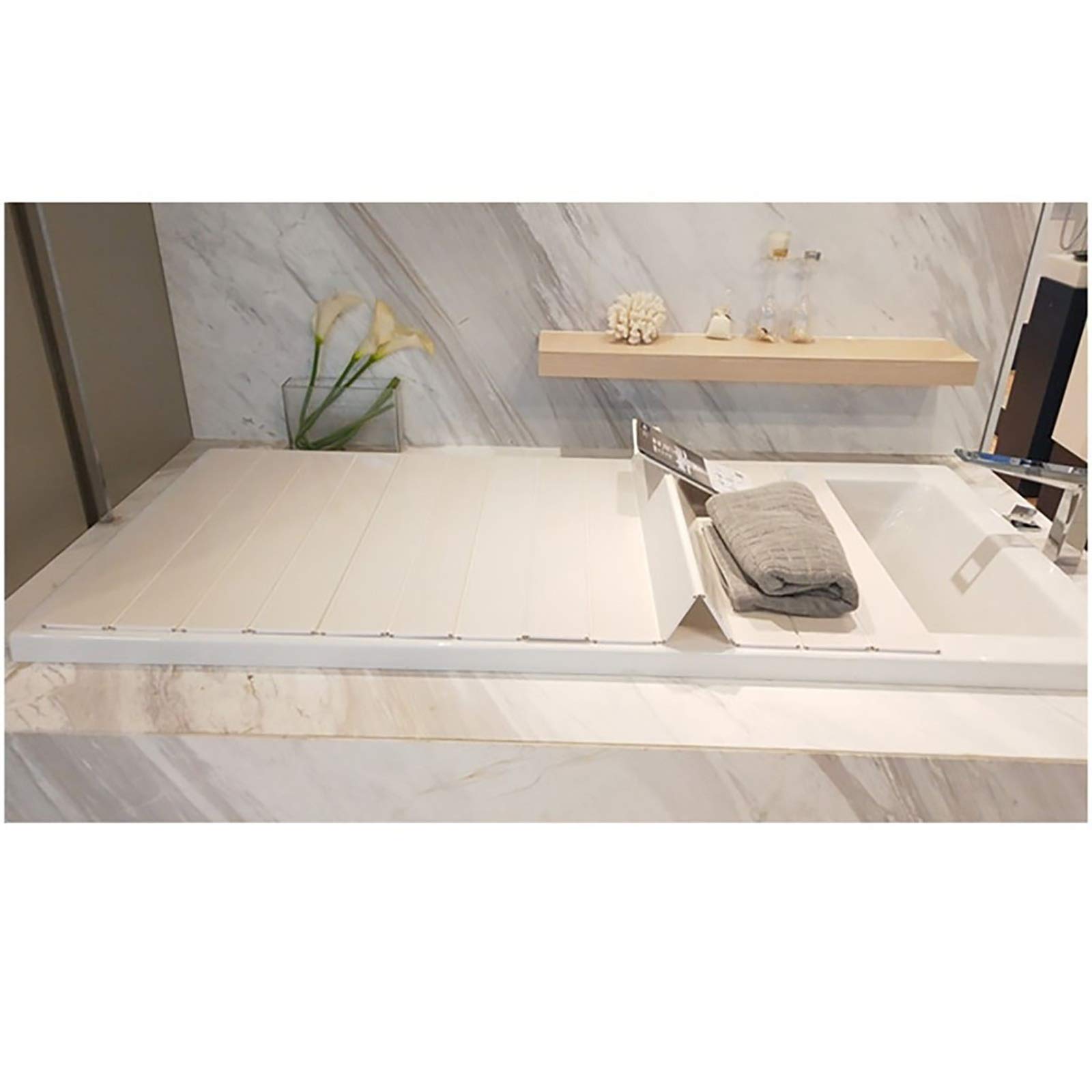 Foldable PVC Bathtub Tray with Anti-Dust Cover - Waterproof Bath Caddy for Phone, Books & Bath Essentials (142×75×0.6cm) - Perfect for Relaxing Baths, Spa Days & Home Storage Solutions