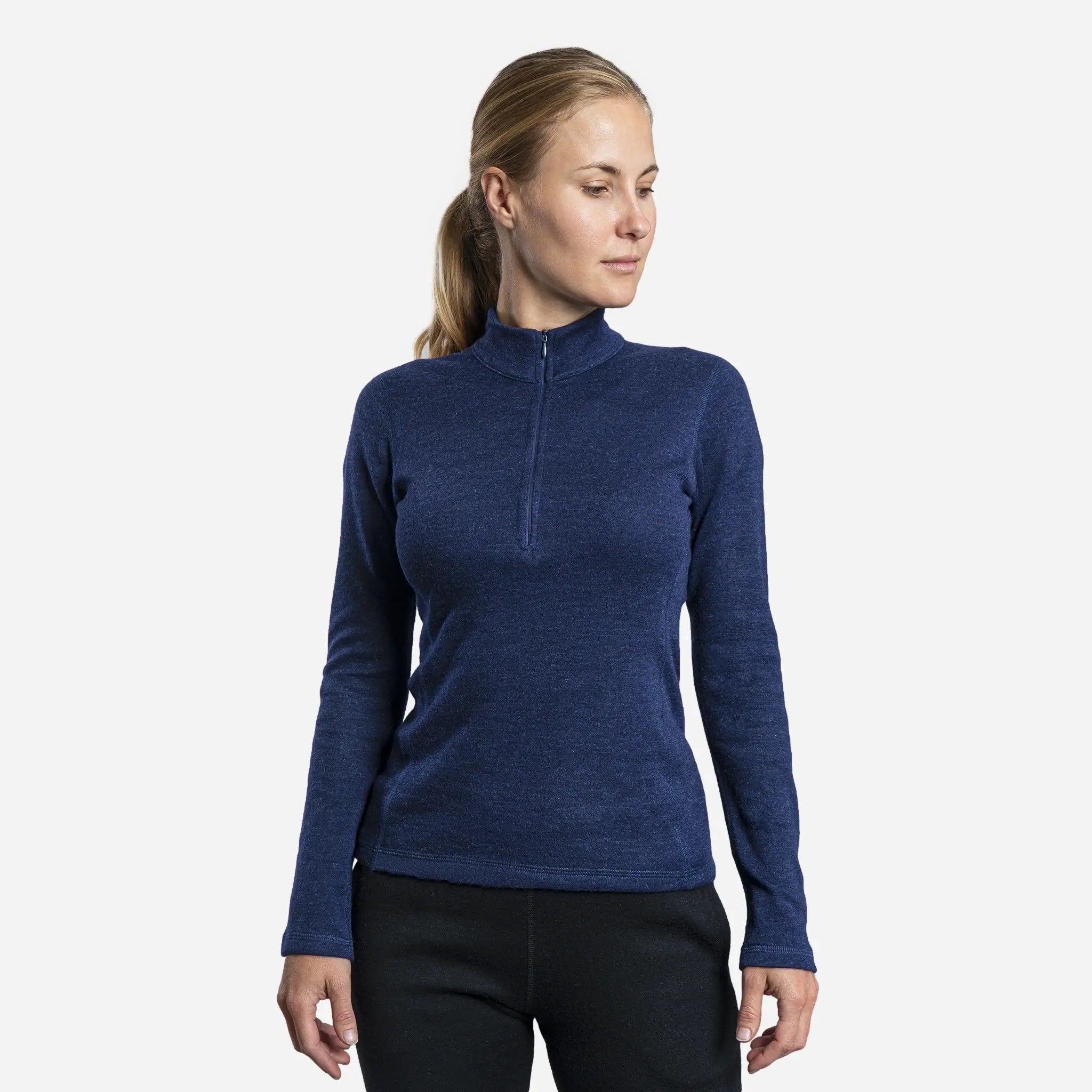 Women's 300 Lightweight Alpaca Wool Base Layer - Half Zip Thermal Top for Hiking, Skiing & Winter Outdoor Activities