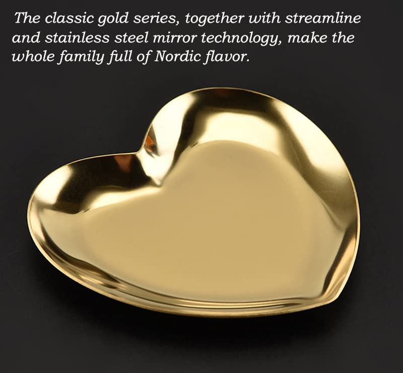 AKOAK 2-Piece Gold Heart Jewelry Tray - Necklace Ring Display & Home Decor for Gifts