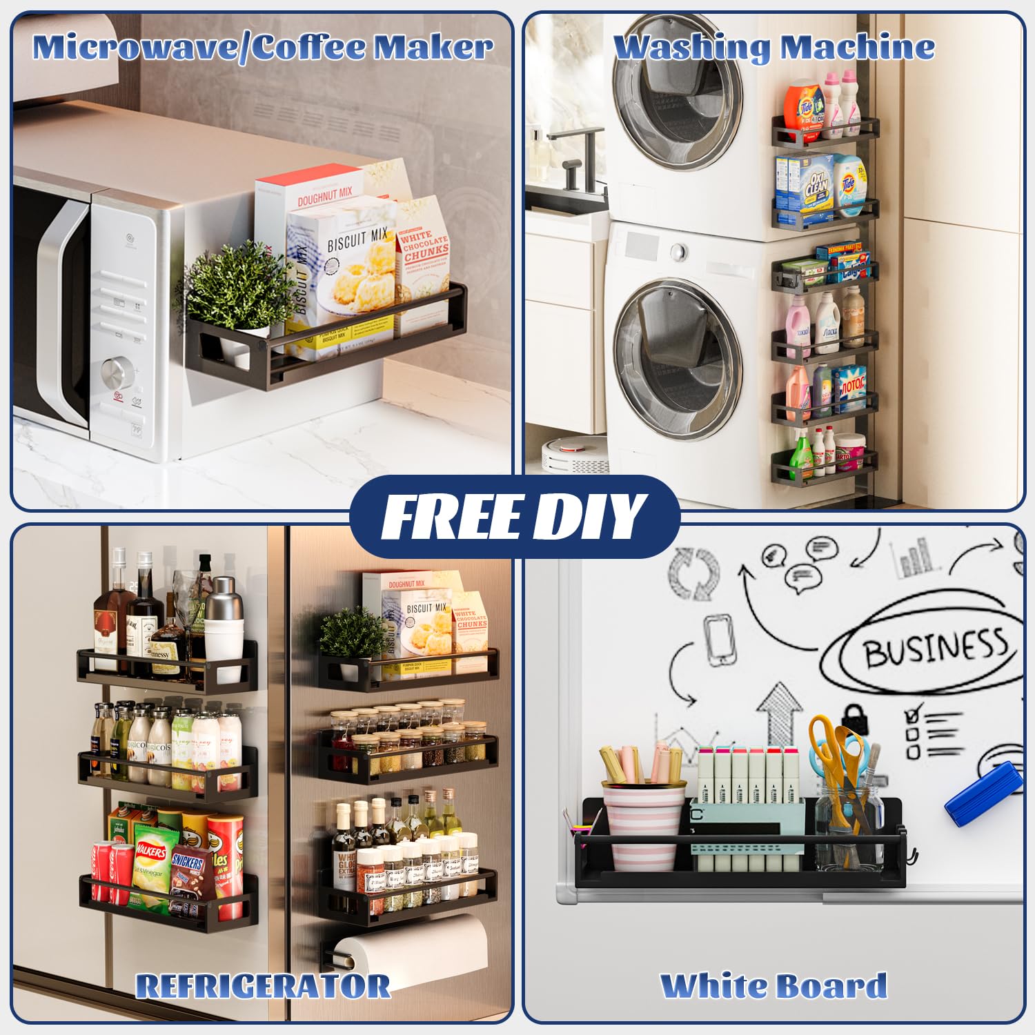 ADBIU 7 Pack Magnetic Spice Rack Organizer - Space Saving Spice Storage for Refrigerator & Oven Door - Strong Fridge Organizer for Kitchen, Pantry & Cabinet (Perfect for Small Spaces & Spice Lovers)