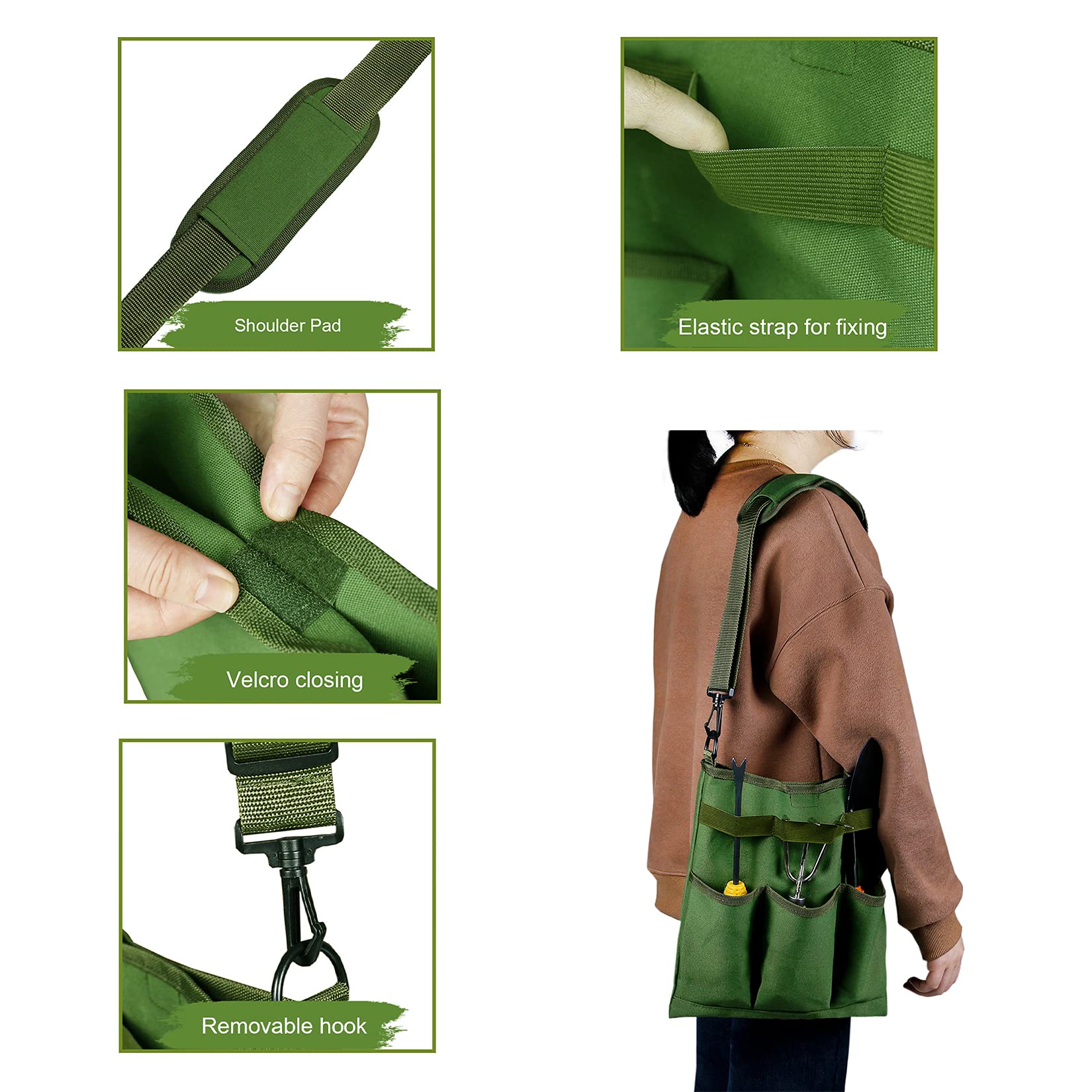 Premium Garden Storage Bag with 3 External Pockets - Waterproof Tool Organizer for Pruning Shears, Trowels & Gardening Equipment - Perfect for Outdoor Yard Work & Backyard Storage