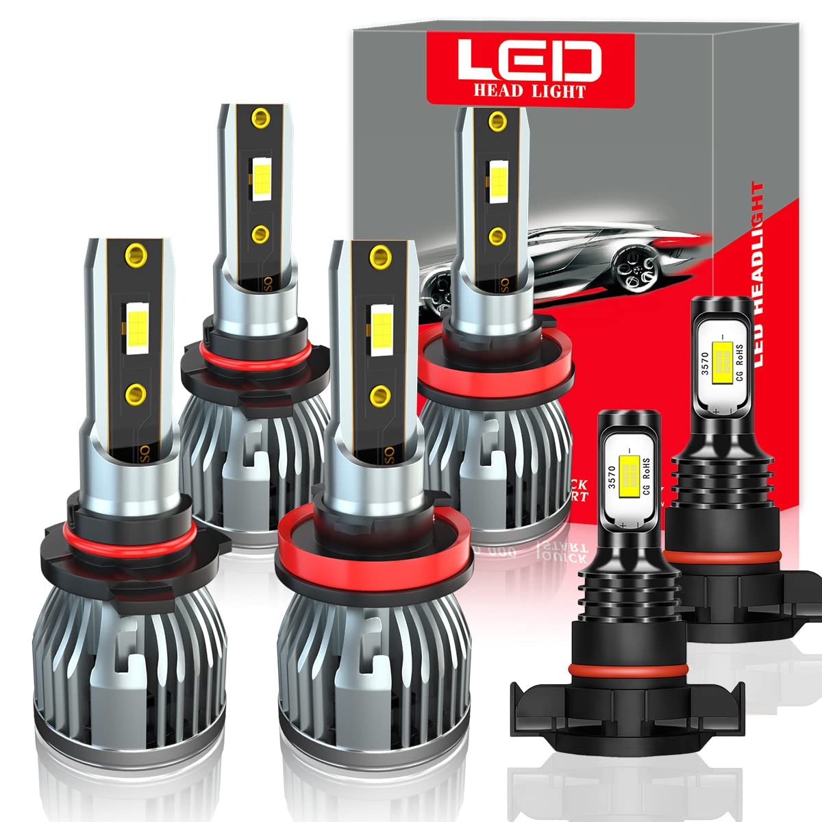 9005 H11 H16/5202 LED Headlight Bulbs Combo - Super Bright 6000K White IP68 Waterproof - Plug and Play Replacement for Chevy Silverado 1500 2500 (2007-2015) - High Beam Low Beam Fog Light Kit - Pack of 6 - Perfect for Night Driving & Off-Road Adventures