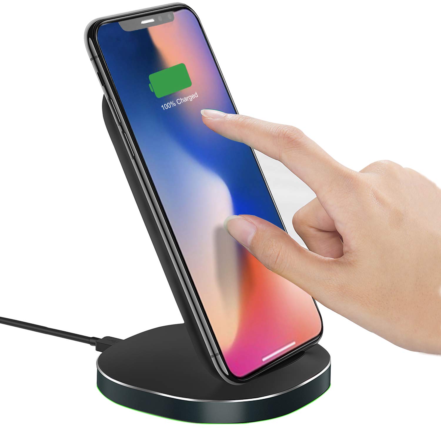 Contixo W3 Qi-Certified Wireless Charging Stand - 10W Fast Charger for iPhone 11/11 Pro/11 Pro Max/XS/XR/X/8/8 Plus & Samsung Galaxy S10/S9/S8/Note 10/Note 9 - Perfect for Home, Office & Nightstand Charging