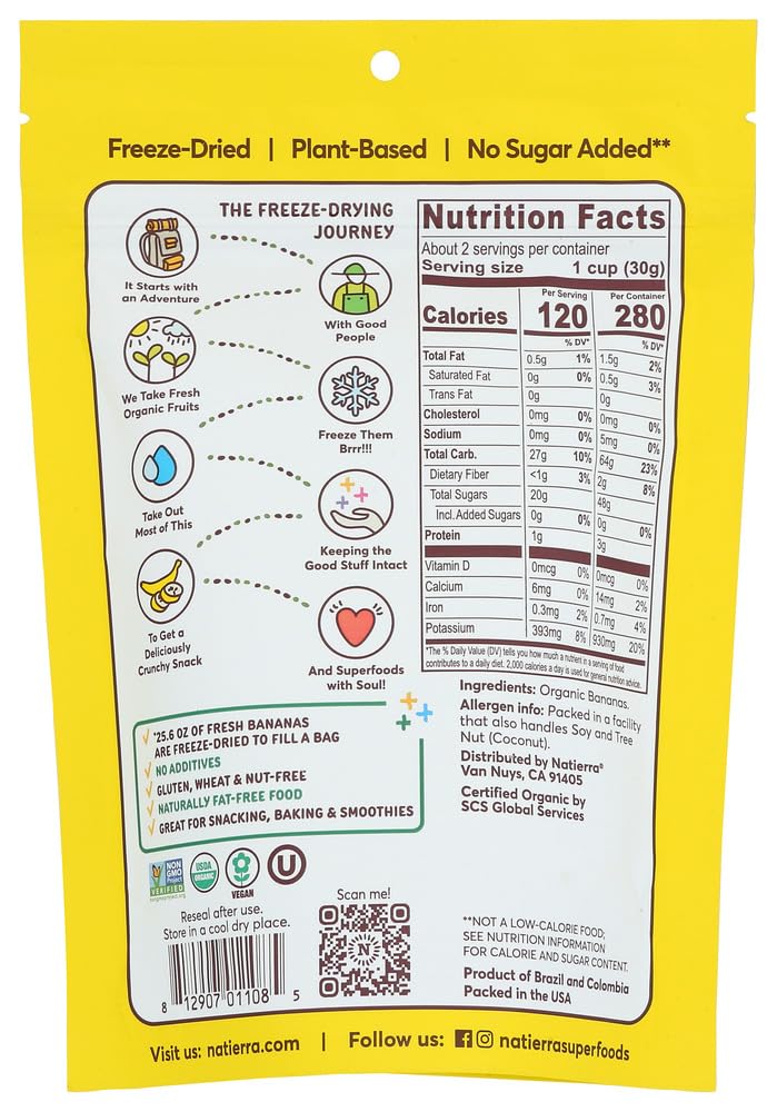 Organic Freeze Dried Banana Slices - Fair Trade, Non-GMO, No Sugar Added (12 Pack, 2.5 Oz Each) | Perfect for Smoothies, Baking, Snacking & Camping Food