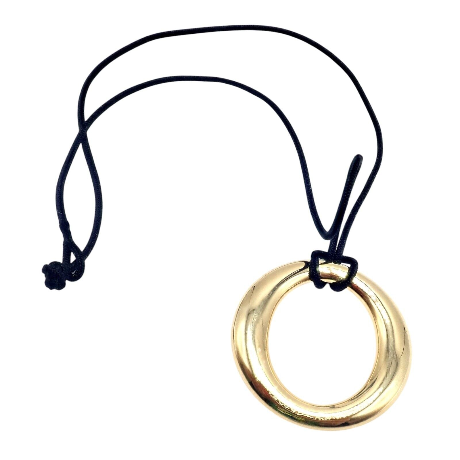 Authentic Tiffany & Co 18k Yellow Gold Peretti 35mm Medium Sevillana Necklace - Elegant Jewelry Gift for Women, Perfect for Weddings & Special Occasions