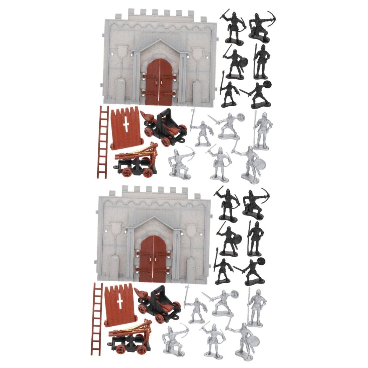 ibasenice 2 Sets Medieval Castle Playset - Army Men Toy Soldiers with Knight Figures for Kids | PVC Plastic Model Building Kits for Boys | Perfect for Battle Scenes, War Games & Collectible Displays