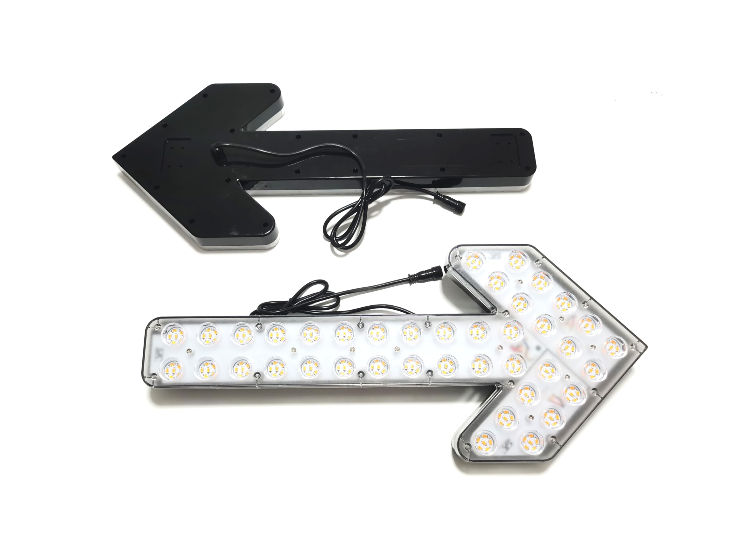 12V-24V Waterproof Amber/White LED Arrow Signal Light for Trucks, Sweepers, Construction Vehicles & Wreckers - Heavy Duty Pilot Light Bar for Work Vehicles, Safety Warning & Roadside Assistance