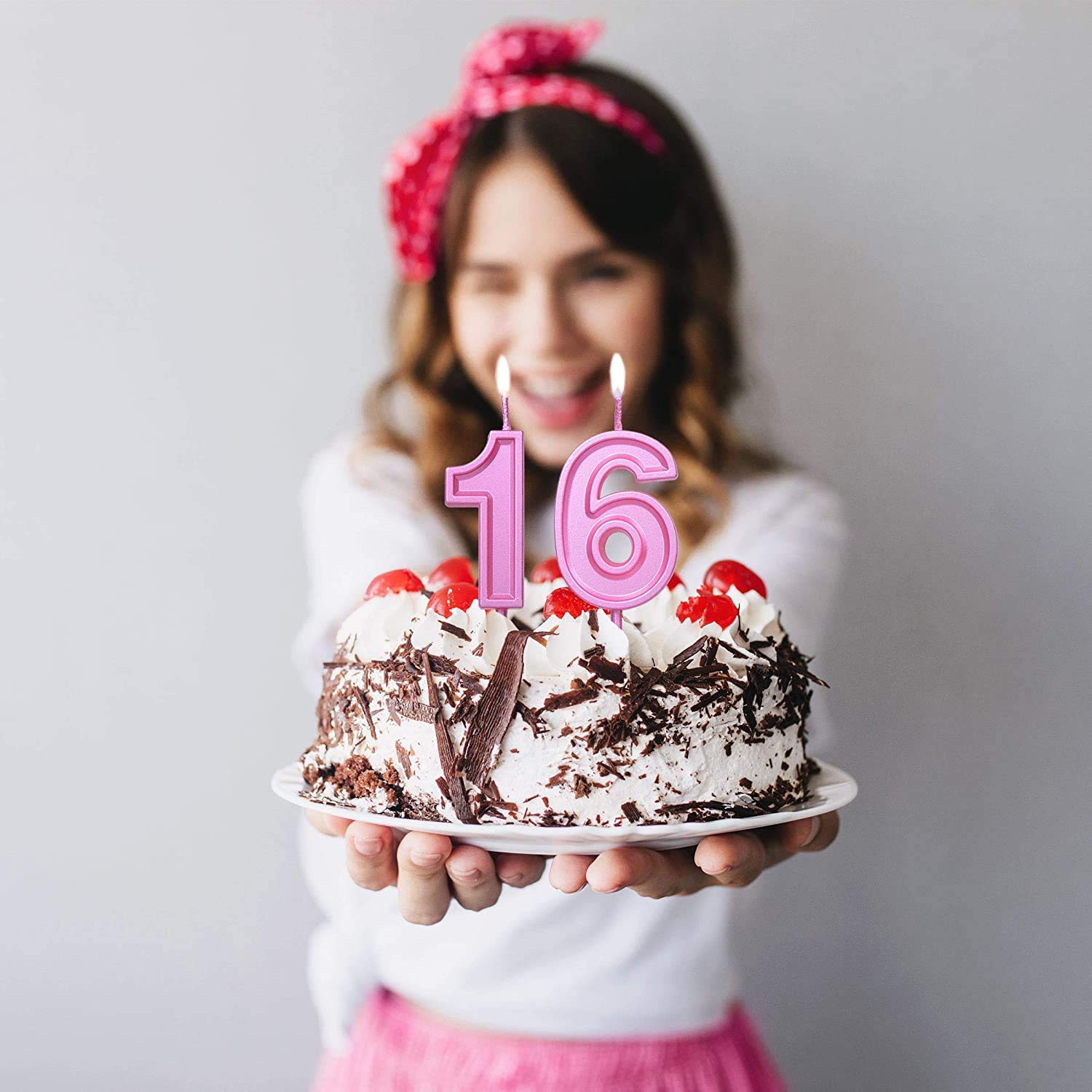 GET FRESH Pink Number 16 Birthday Candles on Sticks - 16th Bday Cake Candles for Anniversary Wedding Party Decorations - Ideal for Birthday Cakes, Cupcakes, and Dessert Table Centerpieces