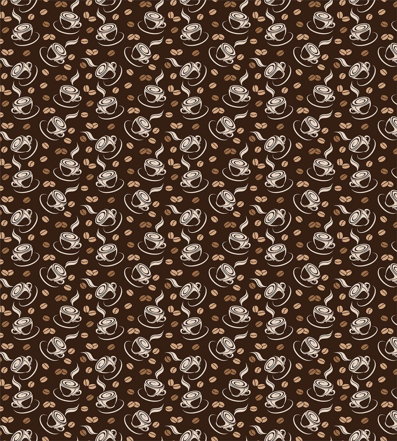 Lunarable Coffee Duvet Cover Set - Abstract Coffee Cup & Bean Silhouette Design, 3-Piece Queen Size Bedding with 2 Pillow Shams in Brown/Beige | Perfect for Coffee Lovers' Bedroom Decor & Gift Ideas