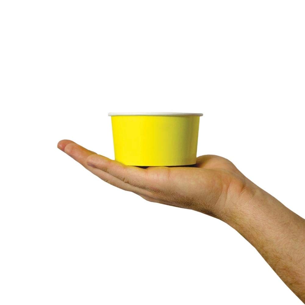 UNIQ 1000-Count 6 oz Disposable Paper Ice Cream Cups - Yellow Dessert Bowls for Frozen Treats, Party Supplies & Bulk Catering | Eco-Friendly Ice Cream Sundae, Gelato & Yogurt Serving Containers