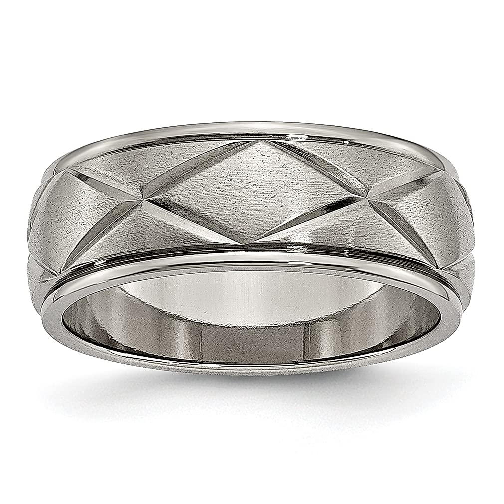 ICE CARATS Titanium X Design 8mm Center Ridged Edge Wedding Ring Band - Elegant Fashion Jewelry for Women, Perfect Gift for Her - Ideal for Weddings, Anniversaries & Special Occasions