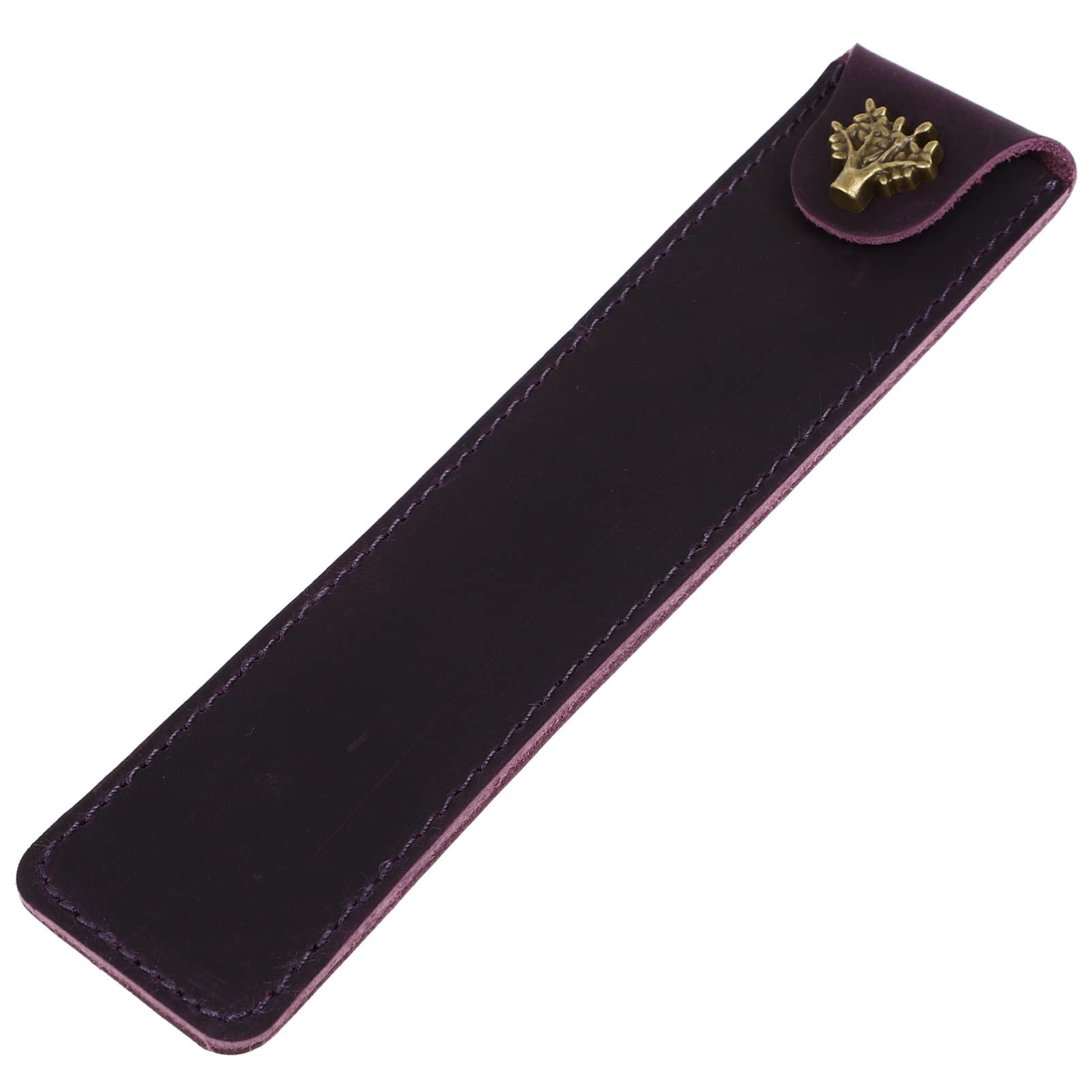 Gadpiparty Soft Genuine Leather Pencil Case - Snap Closure Pen Holder Pouch for School, Office & Travel - Purple Organizer for Pens, Pencils & Stationery