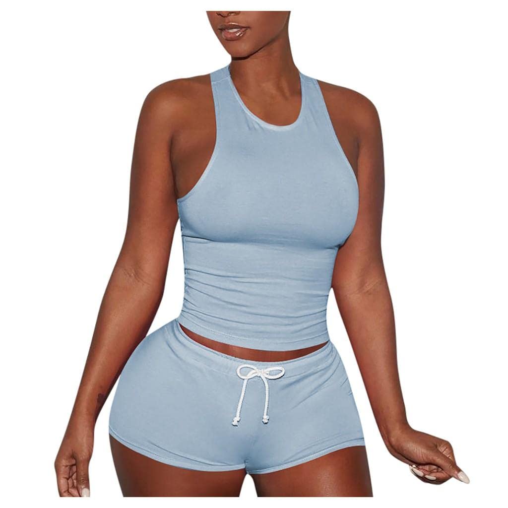 Women's 2-Piece Workout Outfit - Athletic Crop Top & Shorts Set for Yoga, Gym & Running | Breathable Sportswear for Women | Casual Fitness Apparel