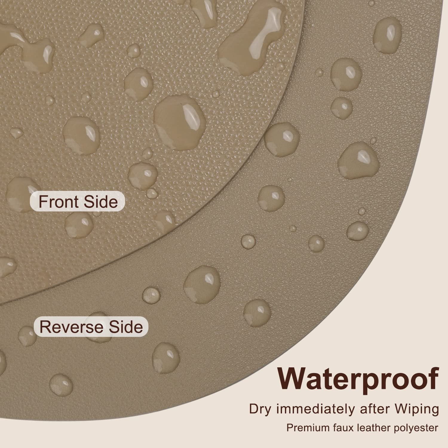 Premium Faux Leather Placemats Set of 4 - Heat-Resistant, Washable & Wipeable Round Table Mats for Dining - Modern Nordic Style Kitchen Table Decor (Apricot) - Perfect for Dinner Parties, Holiday Gatherings & Everyday Use