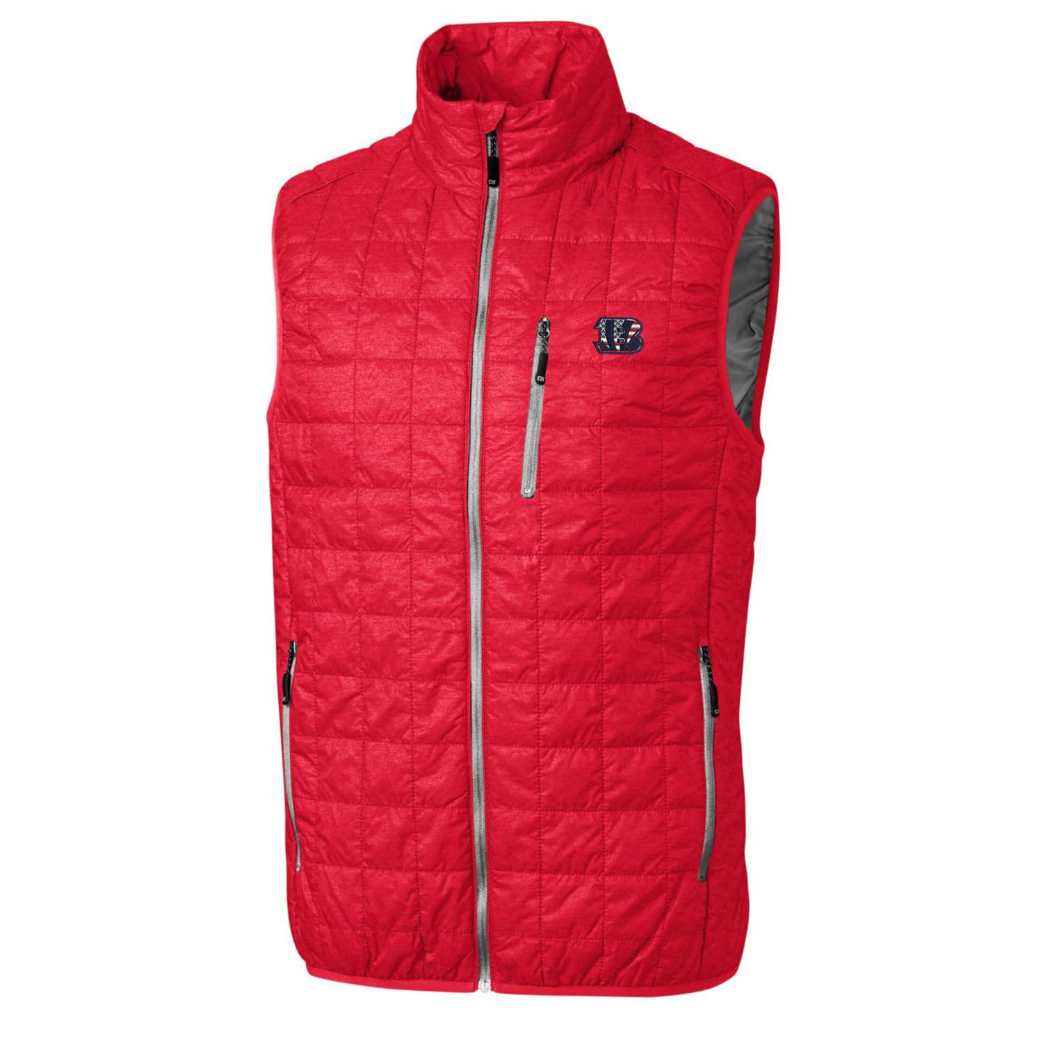 Cutter & Buck Men's NFL Americana Rainier Full-Zip Vest - Lightweight Water-Resistant Jacket for Outdoor Sports & Casual Wear | Perfect for Football Games, Hiking & Everyday Use