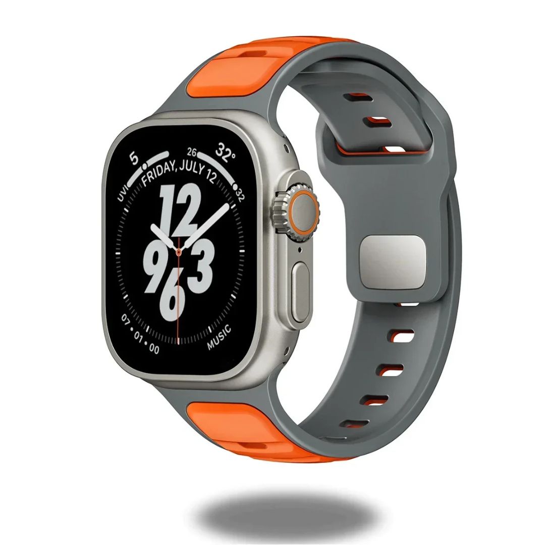 Durable Dual-Tone Silicone Sports Bands for Apple Watch - Sweatproof Fitness Tracker Strap for Running, Gym & Outdoor Activities