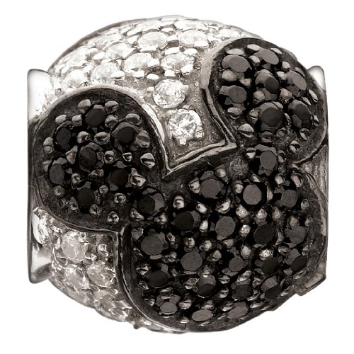 Authentic Chamilia Disney Sterling Silver Charm Bracelet with Black & Clear CZ - Jeweled Mickey Mouse Design 2025-0677 | Disney Jewelry for Women, Gifts for Disney Fans, Perfect for Birthdays & Special Occasions
