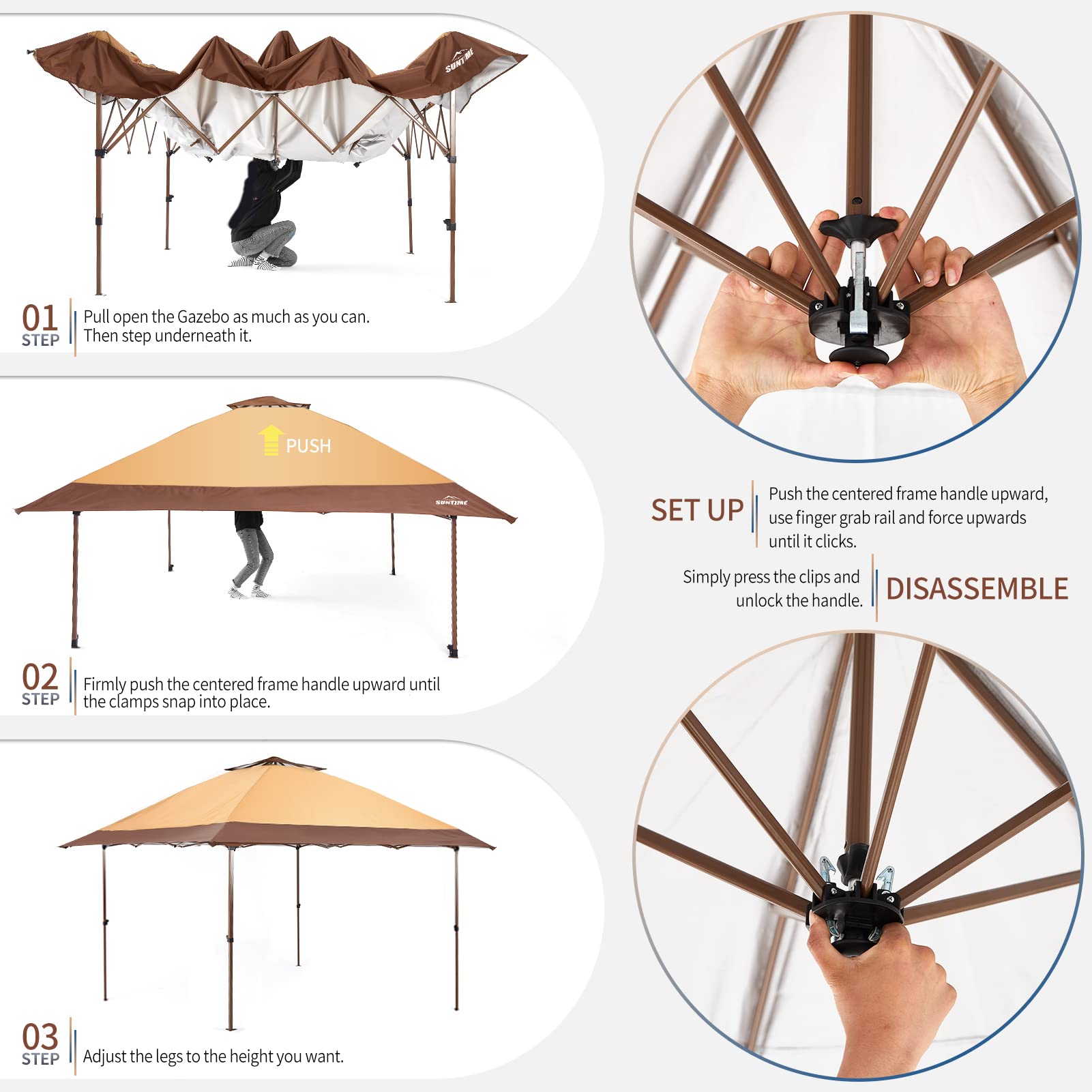 OUTDOOR LIVING SUNTIME Instant Pop Up Patio Gazebo with Full Netting - Perfect for Family Parties, Backyard BBQs & Outdoor Activities (Includes Netting Sidewalls) - Ideal for Camping, Picnics & Garden Relaxation