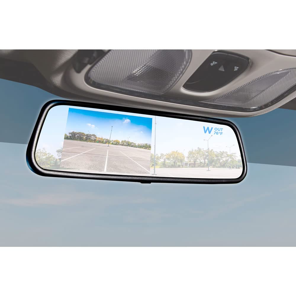 iBeam TE-CTM45 4.5 Inch Rearview Mirror with Compass and Temperature Display - Perfect for Cars, Trucks, and RVs - Monitor Weather & Direction While Driving