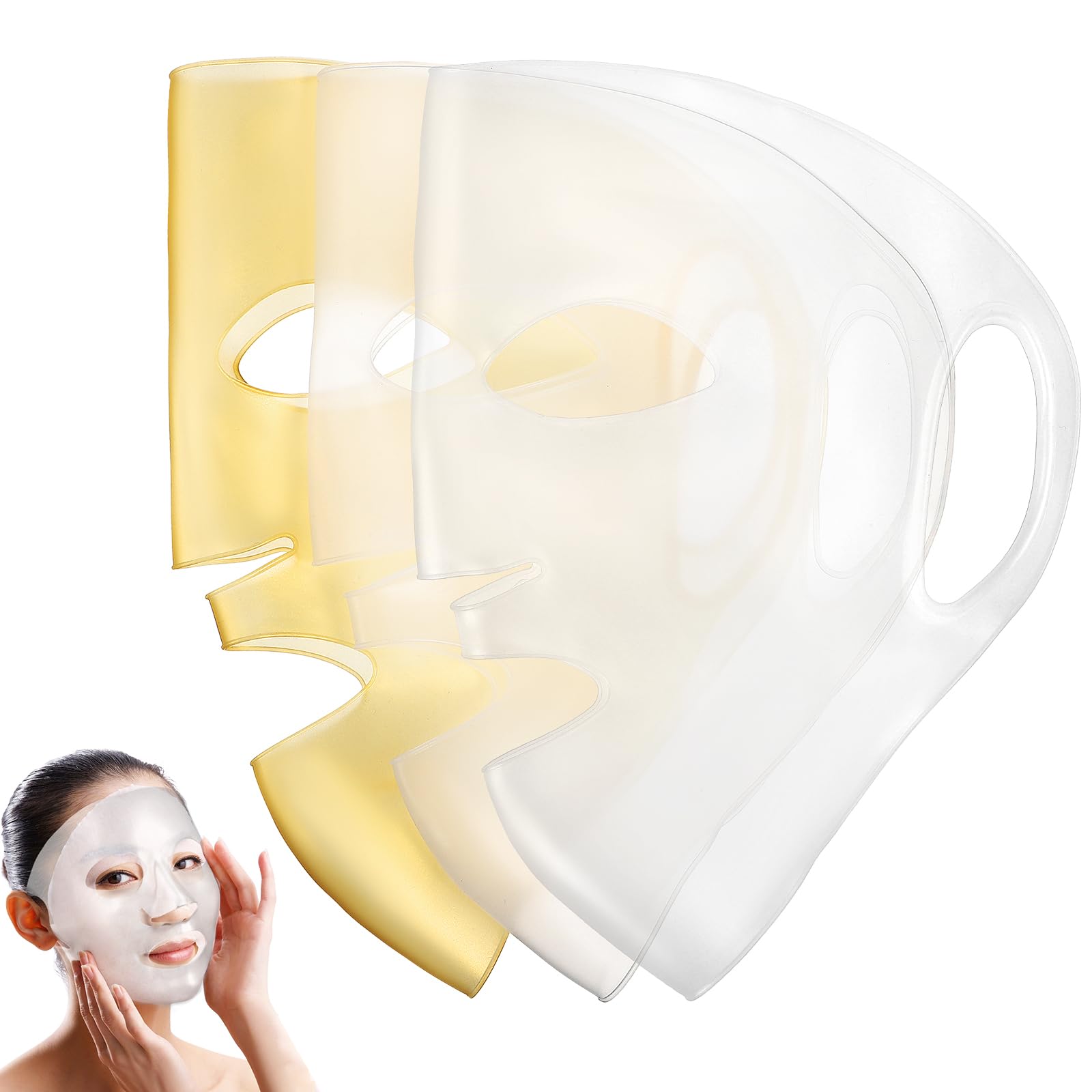iPetboom 3-Pack Silicone Face Mask Holder - Reusable Sheet Mask Cover for Skincare, Prevents Evaporation & Enhances Absorption - Perfect for Spa, Travel & Home Facial Care Routine