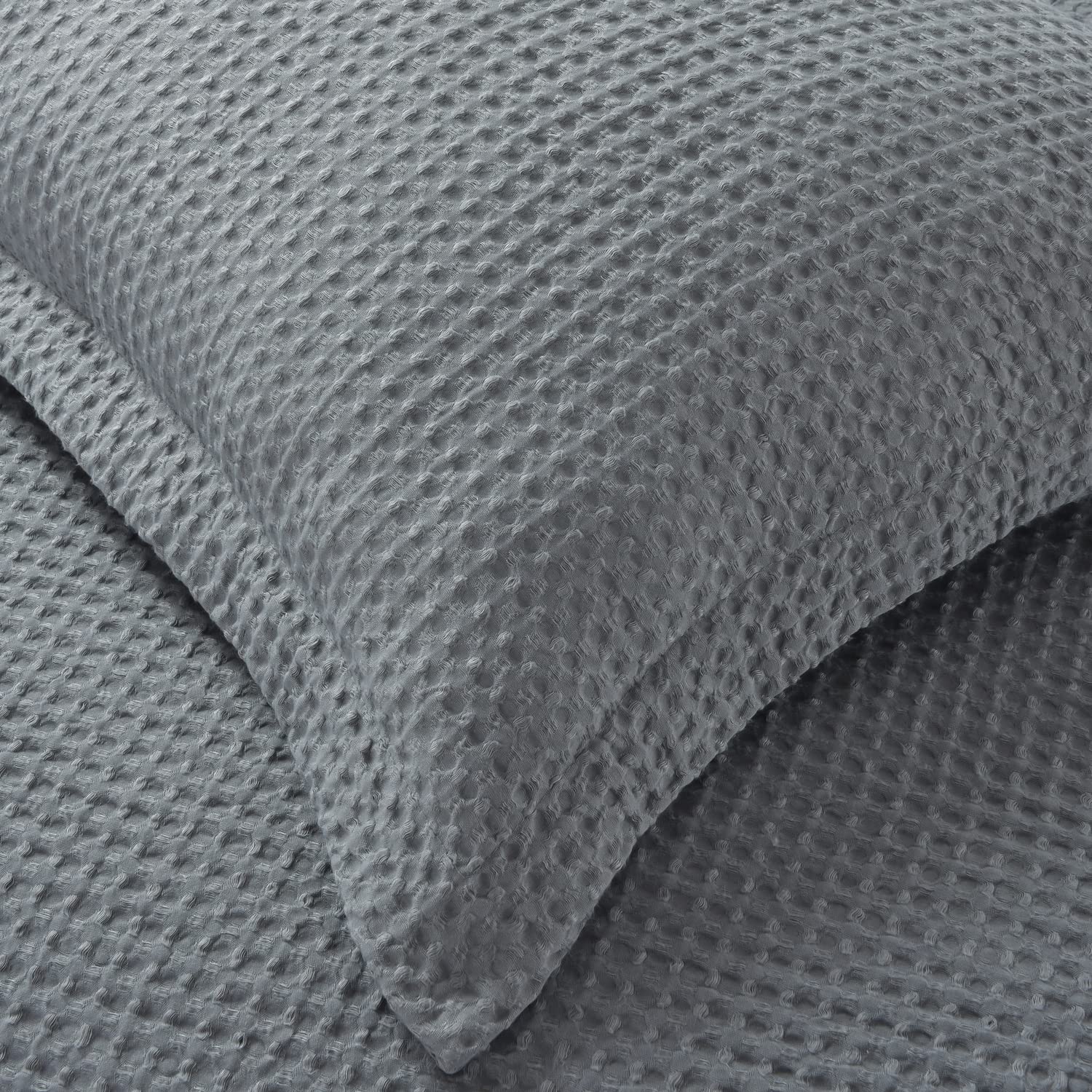Chezmoi Collection Wilmer 3-Piece Waffle Weave Comforter Set - Ultra Soft & Breathable All-Season Bedding for King Size Beds in Gray - Perfect for Master Bedrooms, Guest Rooms & Cozy Winter Nights