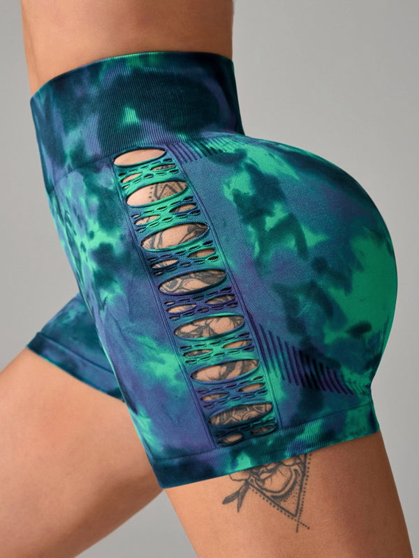ZASUWA Women's Sexy Tie-Dye Hollow-Out Shorts - Trendy Summer Fashion for Beach, Party & Casual Wear