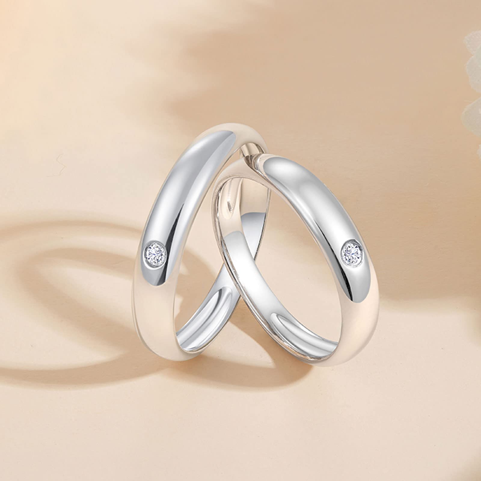 Diamond Matching Couples Rings for Him and Her - Sterling Silver/10K/14K/18K Wedding Promise Rings with Free Engraving | Perfect for Anniversaries, Engagements & Romantic Gifts