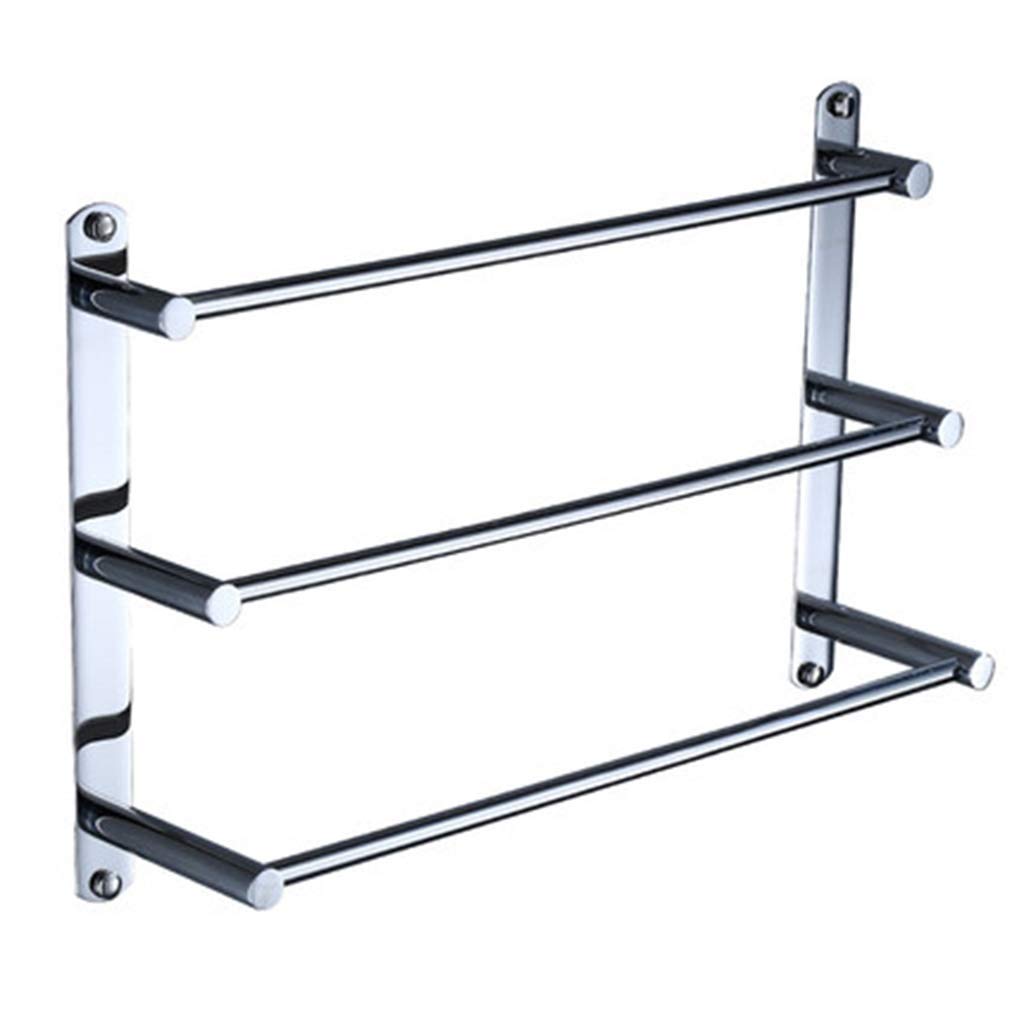 3-Tier Stainless Steel Towel Rack for Bathroom, Kitchen, Hotel & Office - 30cm/12in Wall Mounted Towel Holder - Space Saving Bathroom Organizer for Hand Towels, Washcloths & Robes