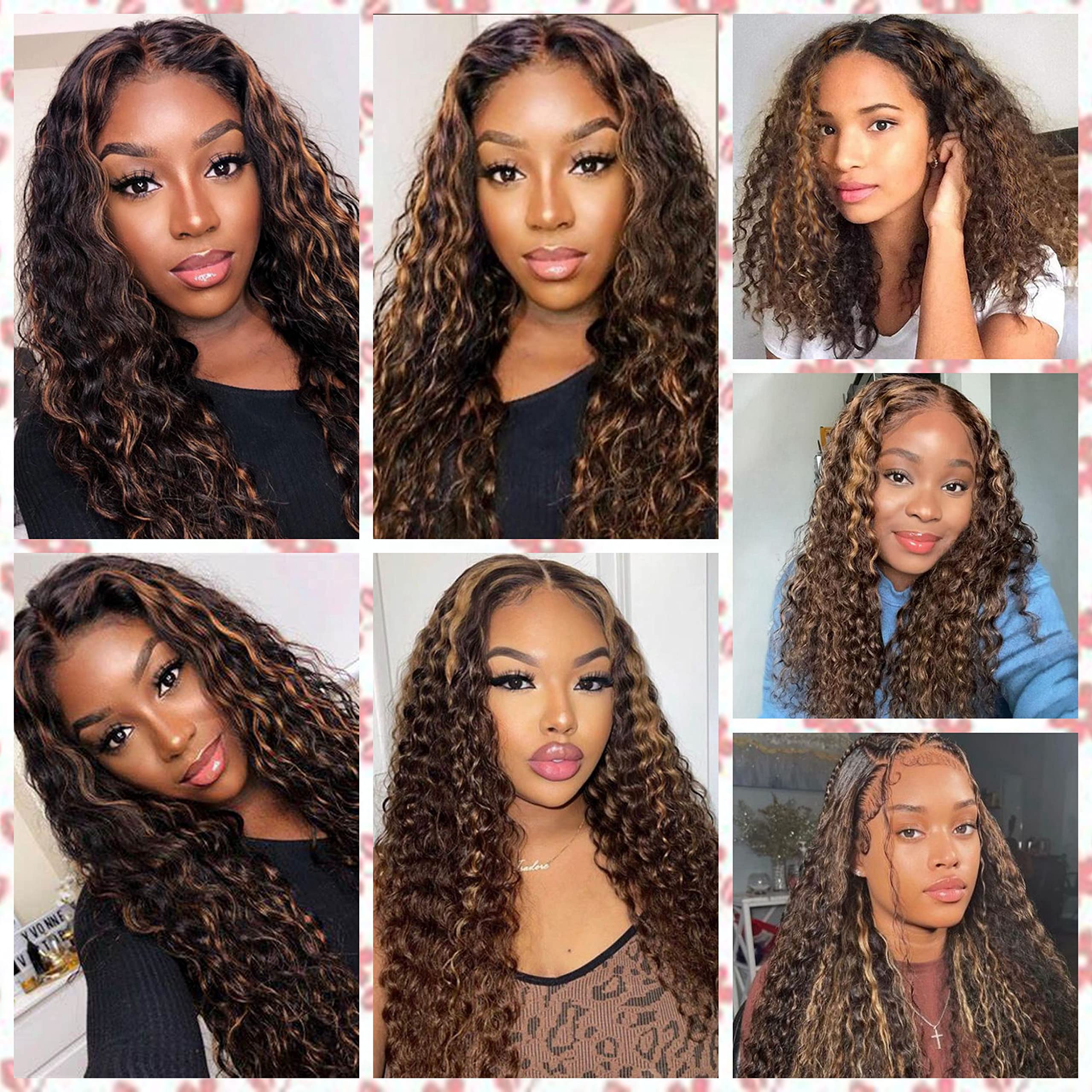 13x4 Deep Wave Curly Lace Front Wigs Human Hair - 14 Inch Ombre Curly Lace Front Wig 180% Density with Baby Hair for Black Women (FB30 Color) | Perfect for Daily Wear, Parties & Special Occasions