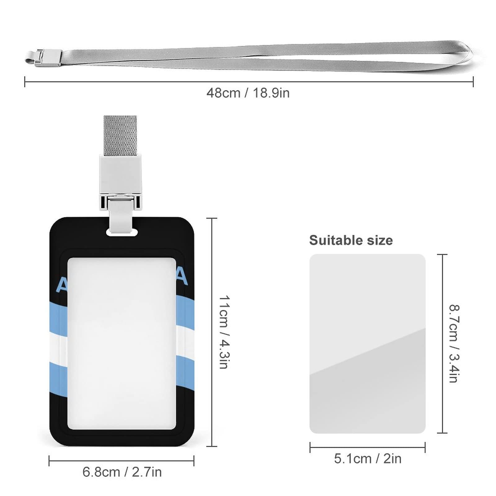 Argentina Flag Lanyard ID Badge Holder - Printed Credit Card & Name Tag - Perfect for Work, School & Events