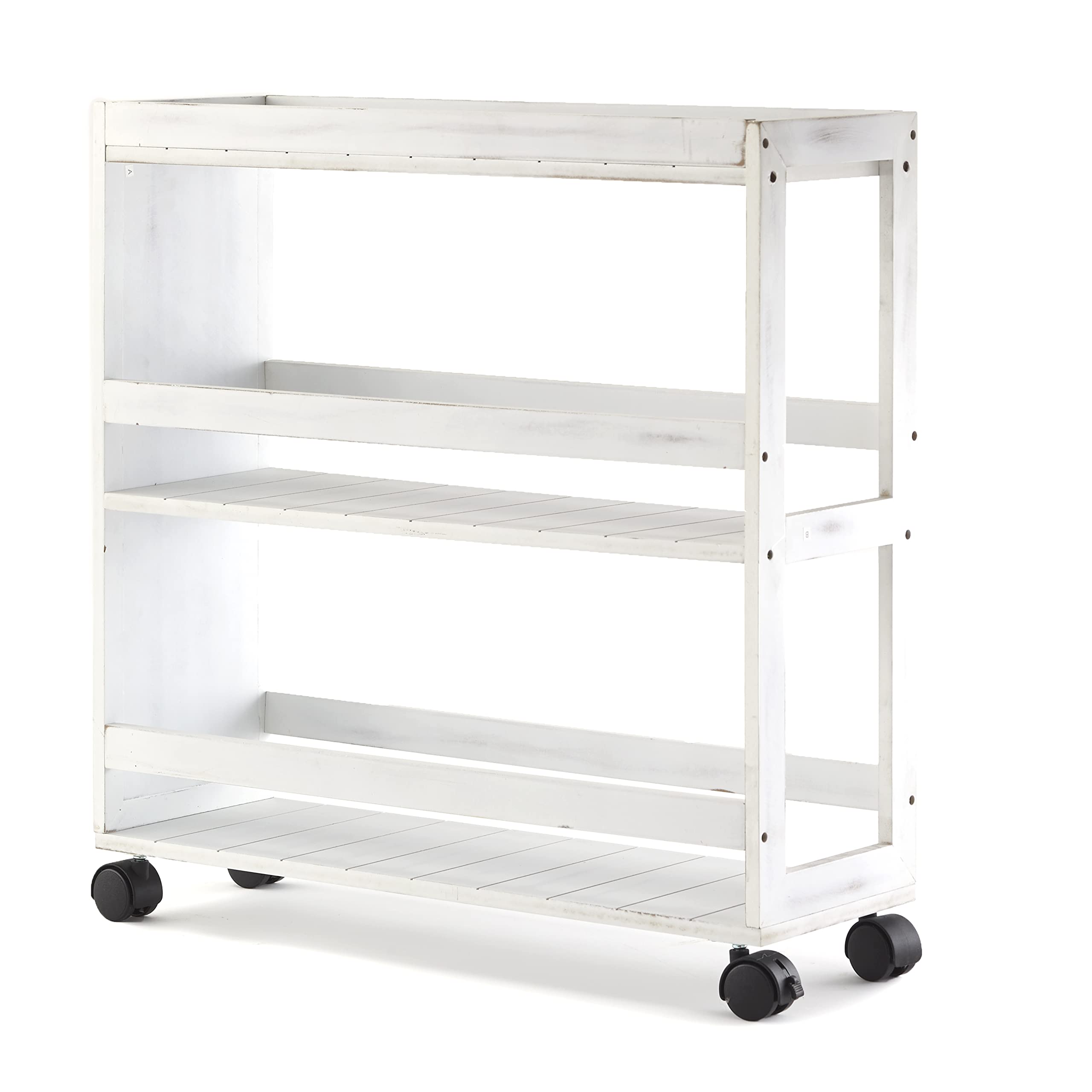 Lakeside Collection Rolling Storage Cart - 3-Tier Organizer with Wheels for Bathroom, Pantry, Kitchen & Office - White Storage Cart for Toiletries, Spices, Books & Supplies