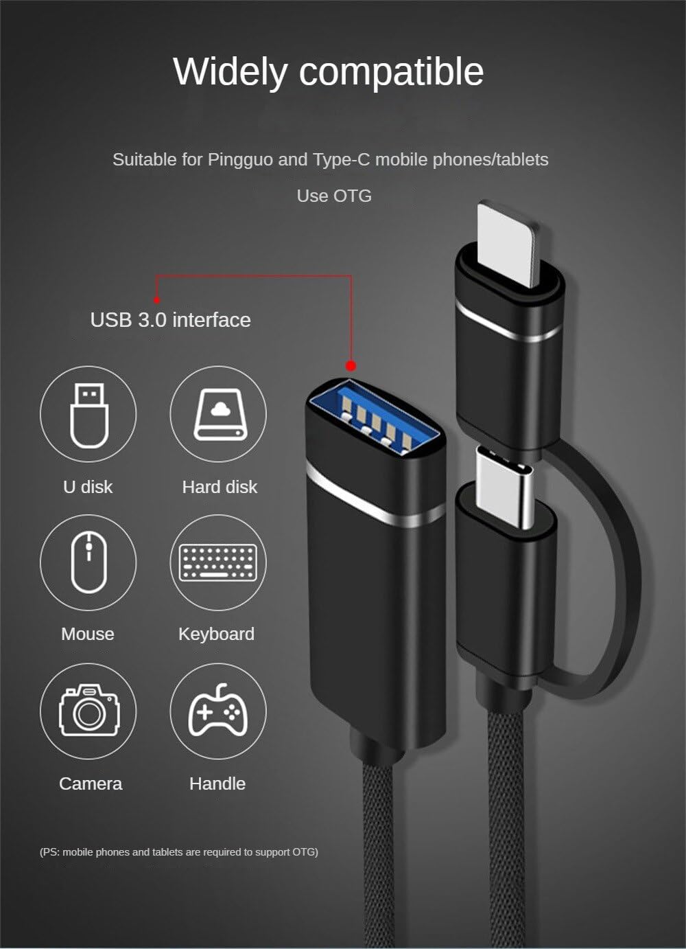 iPro 2-in-1 OTG USB Adapter for iPhone iPad MacBook - USB C & USB 3.0 Data Sync & Charging Cable - Perfect for File Transfer, Photo Backup, and Device Charging