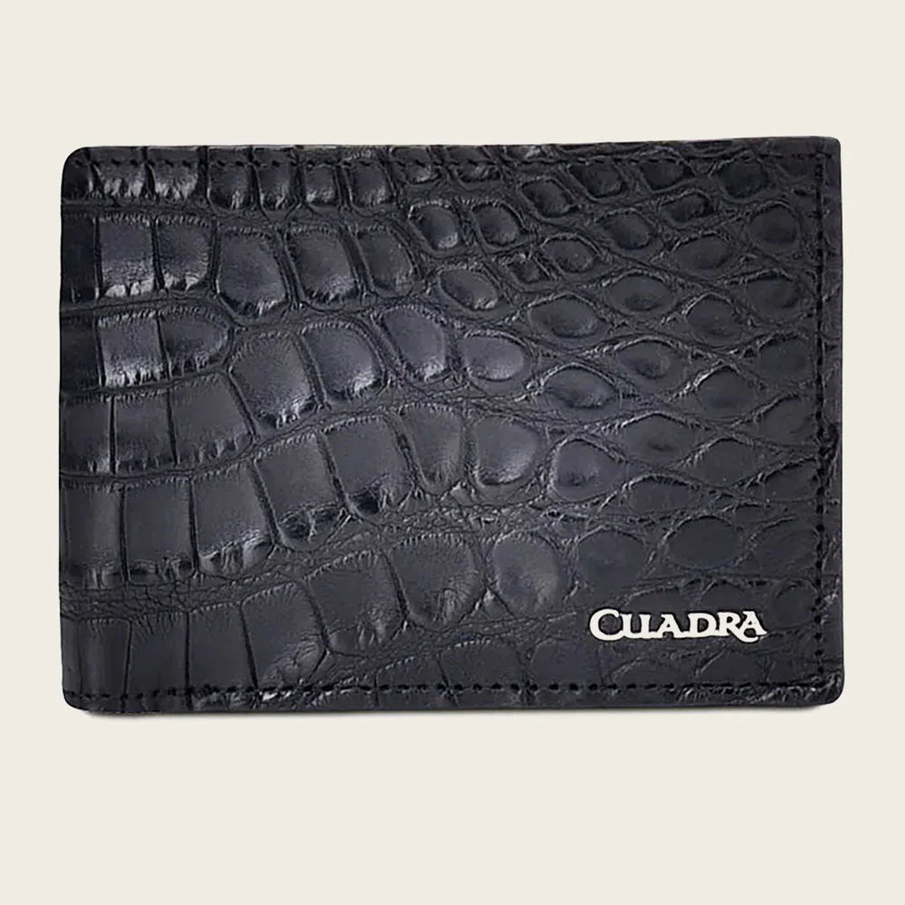 B2910AL Cuadra Black Classic Full Alligator Leather Bifold Wallet for Men - Premium Luxury Men's Wallet for Business, Travel & Everyday Use