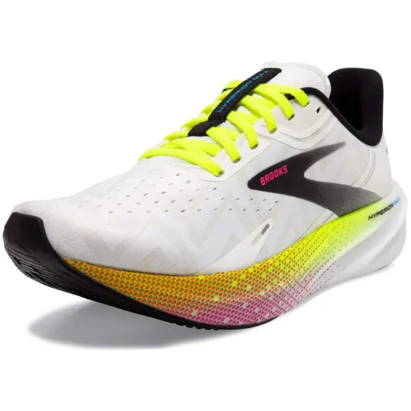 Brooks Men's Hyperion Max Running Shoes - Lightweight & Cushioned for Marathon Training - White/Black/Nightlife - Perfect for Road Running & Long-Distance Jogging