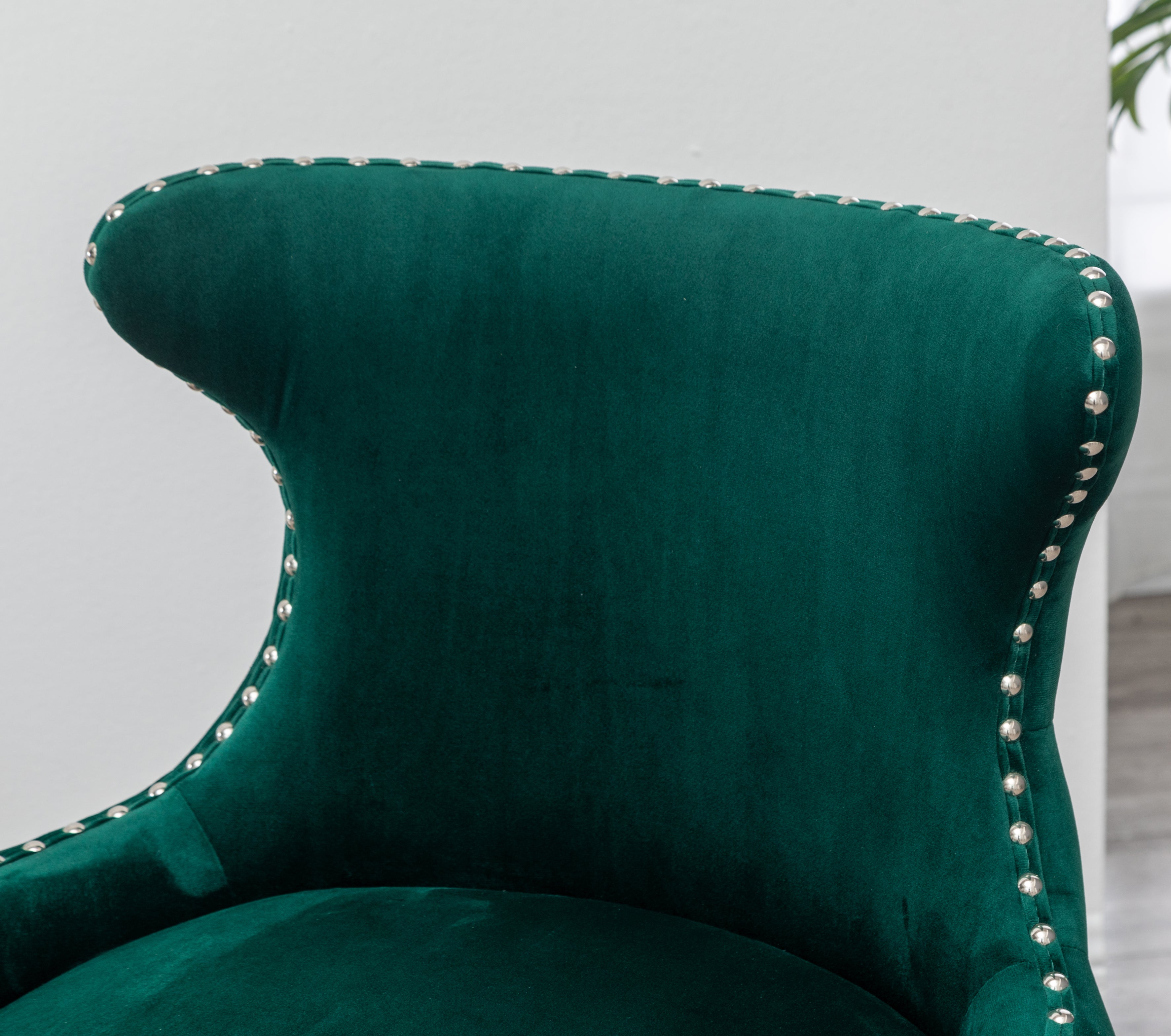 Roundhill Furniture Lindale Contemporary Velvet Upholstered Nailhead Trim Accent Chair - Green Velvet Lounge Chair for Living Room, Bedroom & Office Decor