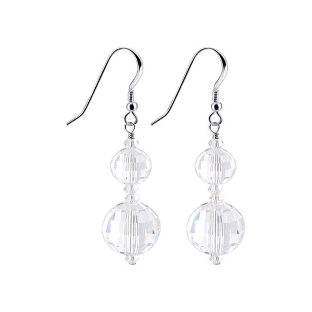 Sterling Silver Drop Earrings with Austrian Crystals - Elegant for Parties