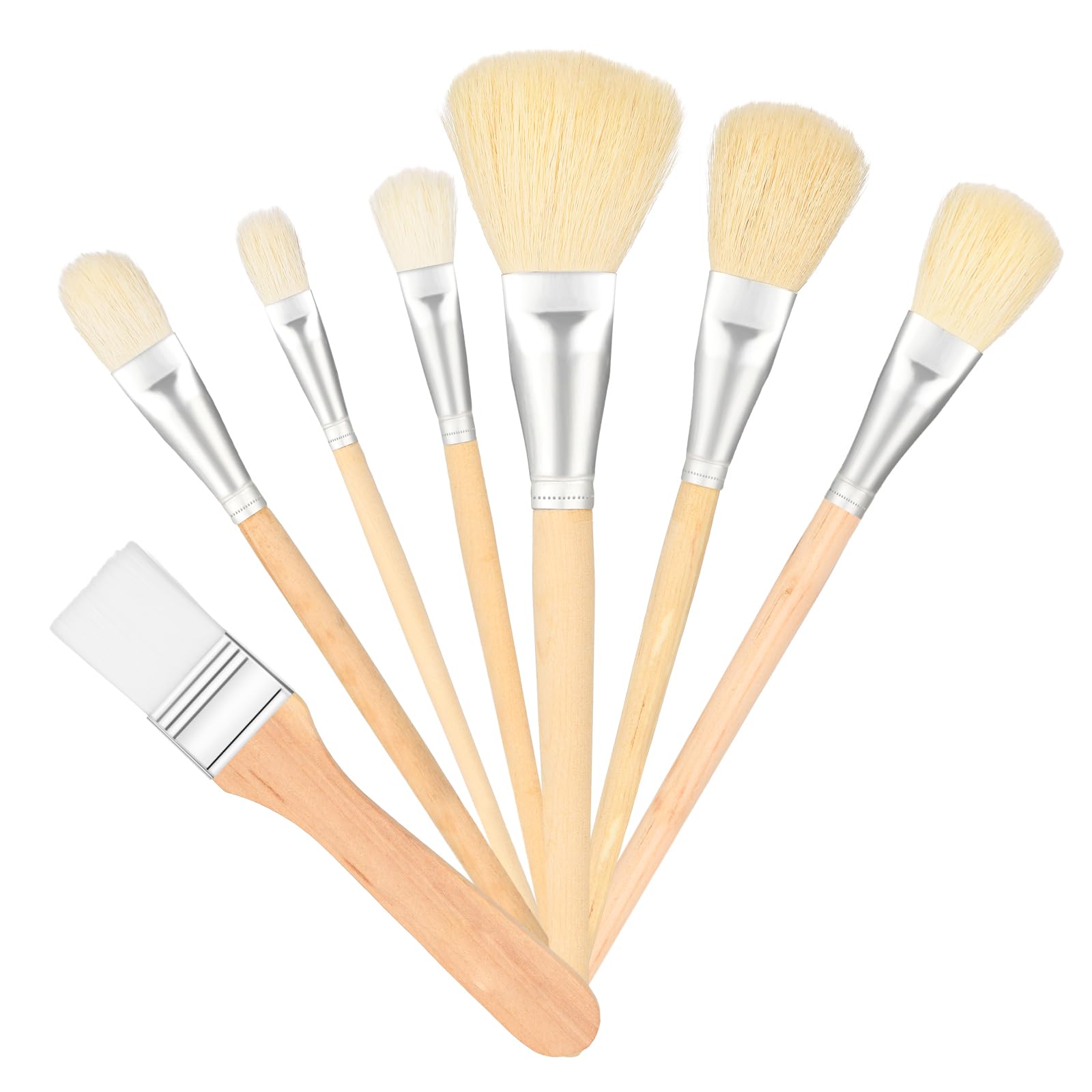 7-Piece Acrylic Paint Brush Set - Assorted Sizes for Blending, Watercolor & Oil Painting - Wooden Handle Artist Brushes for Canvas, Face & Body Art - Perfect for Beginners & Professional Artists
