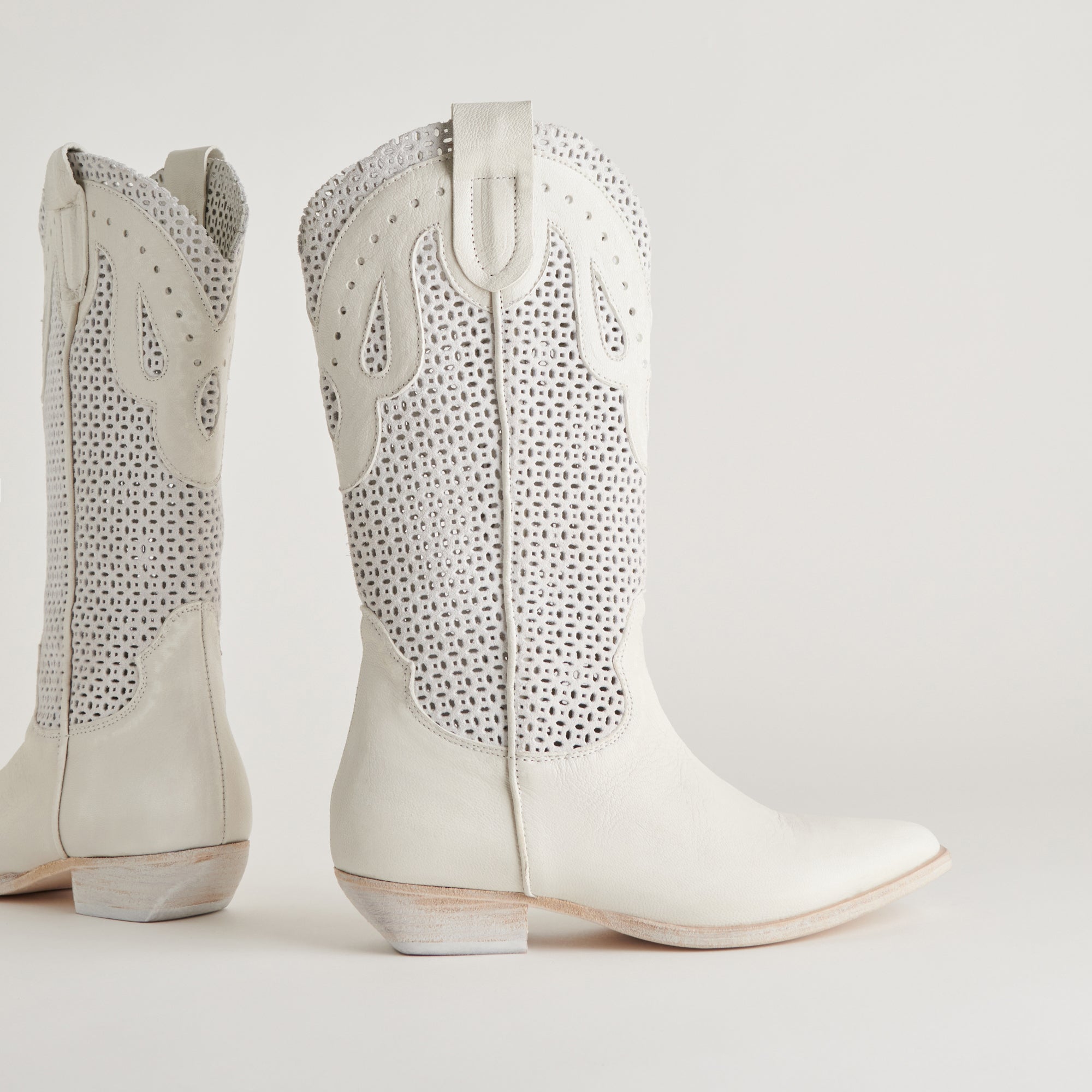 Ivory Leather Ranch Boots for Women - Western Cowgirl Boots for Riding, Country Fashion & Outdoor Activities
