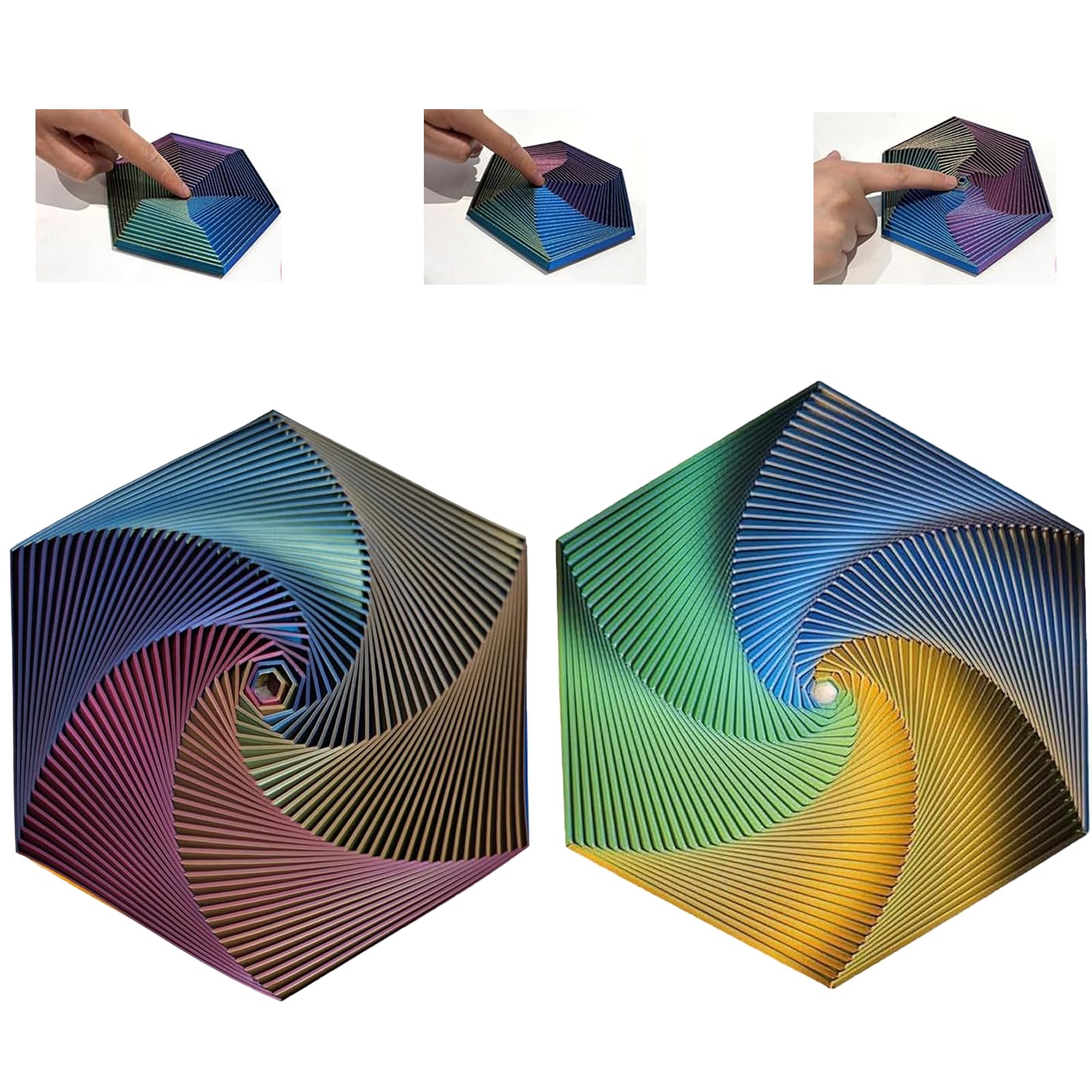 2 Packs 3D-Printed Colorful Fractal Fidget Hexagon Toys - Anti-Anxiety Stress Relief Sensory Toys for Adults & Kids - Perfect for Office, Travel, and Classroom Focus - Unique Birthday Gift Idea