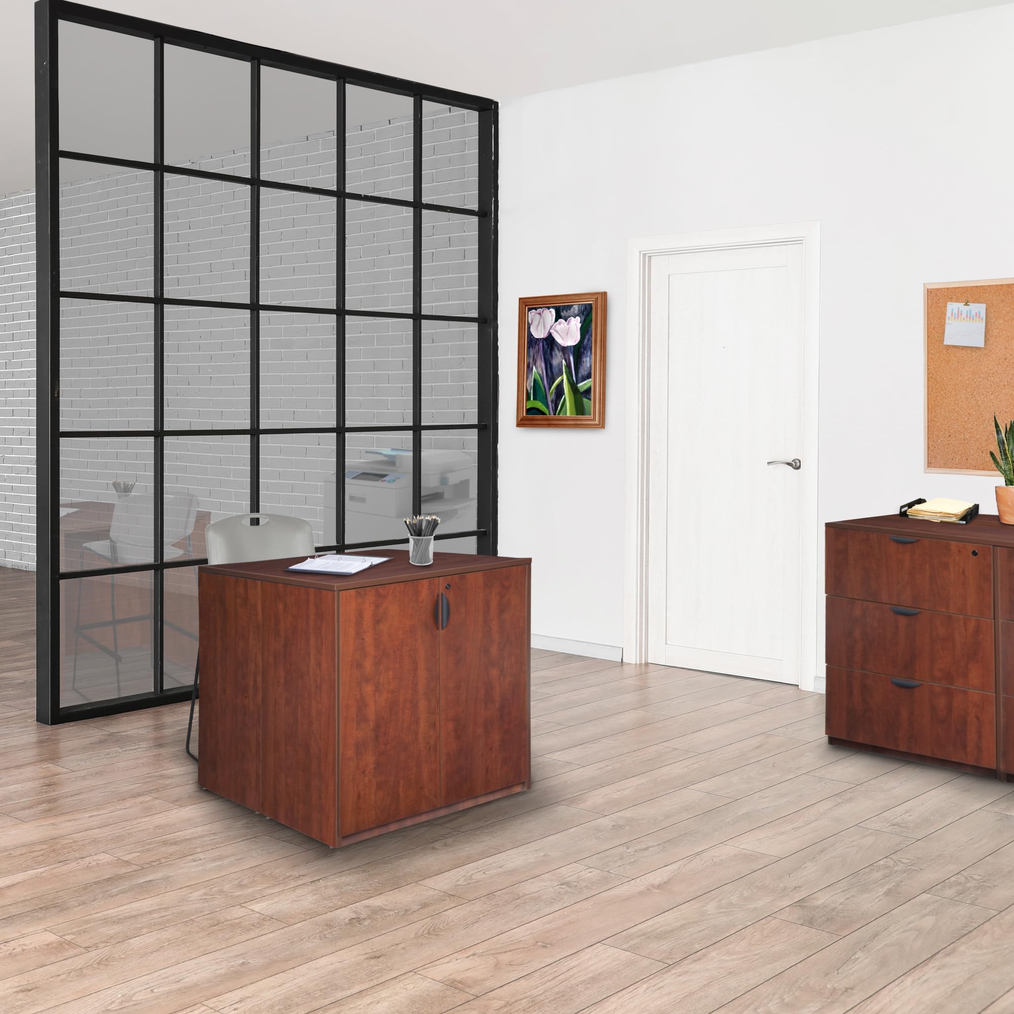 Regency Legacy Stand Up Back to Back Storage Cabinet and Desk in Cherry Finish - Perfect for Home Office, Dorm Room, or Small Space Organization