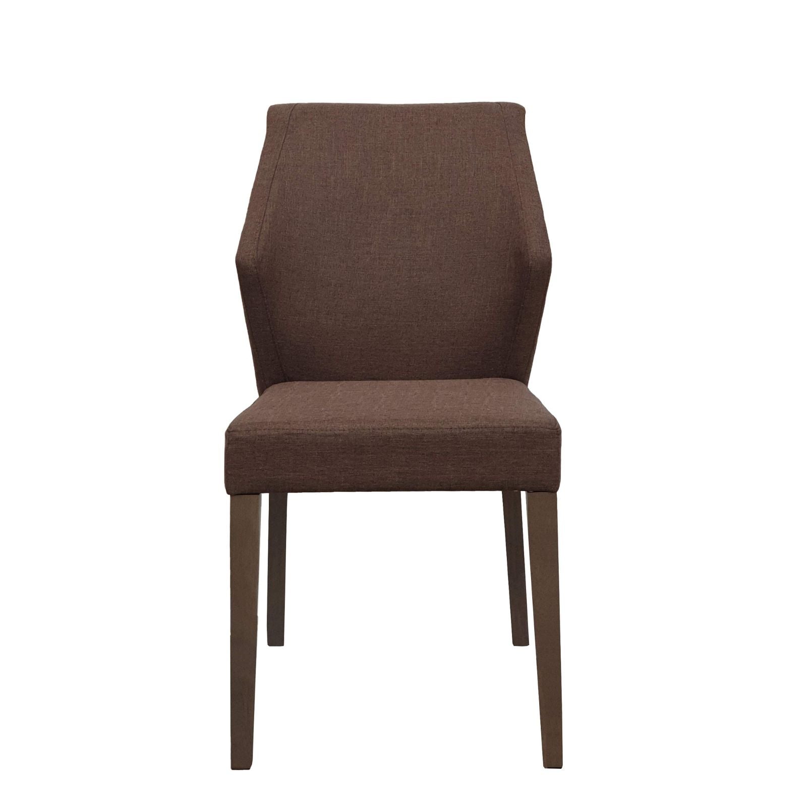 Modern Winged Back Dining Chairs Set of 2 - Brown Fabric Upholstery with Grey Oak Rubber Wood Legs - Elegant Home Dining Room Furniture for Kitchen, Breakfast Nook & Formal Entertaining