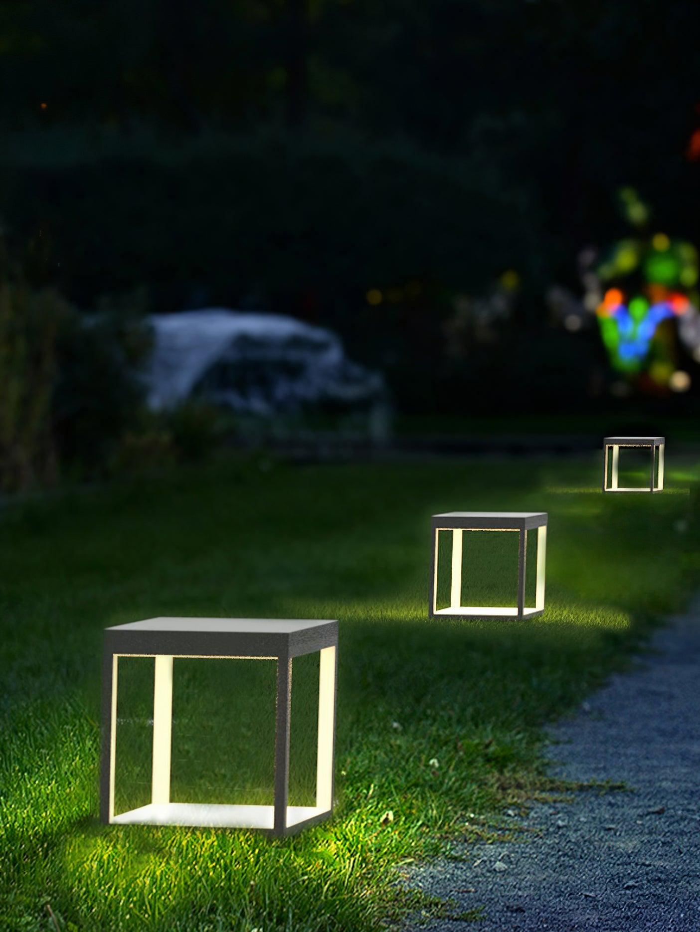 Square Frame Post Outdoor Light - Modern Black Metal LED Landscape Lighting for Driveway, Garden, Pathway - Weatherproof & Energy Efficient