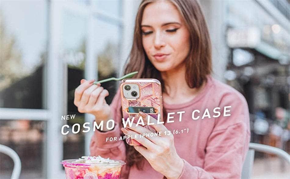 I BLASON iPhone 13 Cosmo Slim Designer Wallet Case with Card Holder - Perfect for Everyday Use, Travel & Business (Compatible with iPhone 13)