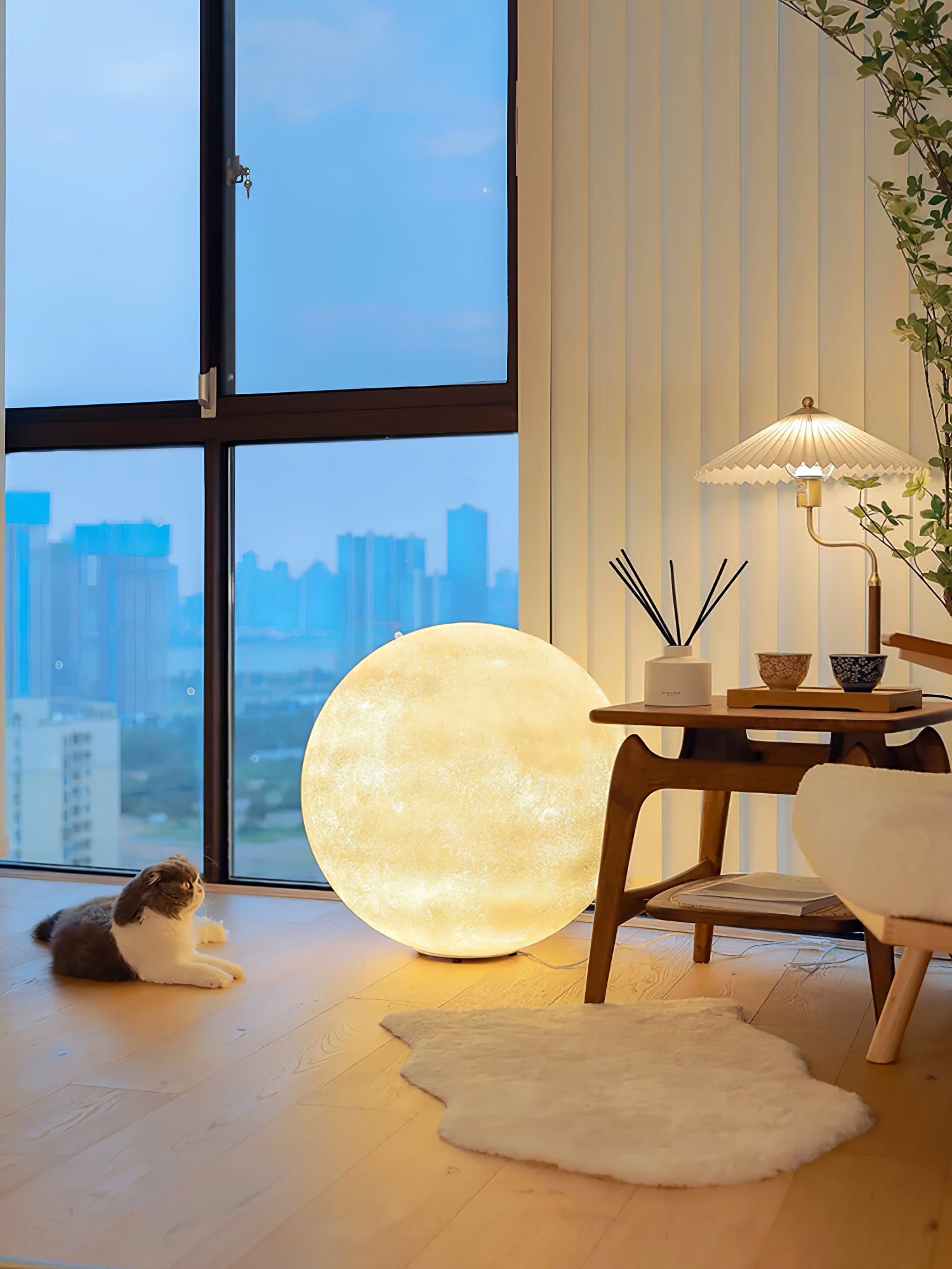 Moon Table Lamp - Modern LED Night Light for Bedroom, Nursery & Office - Soft Glow for Relaxation & Sleep